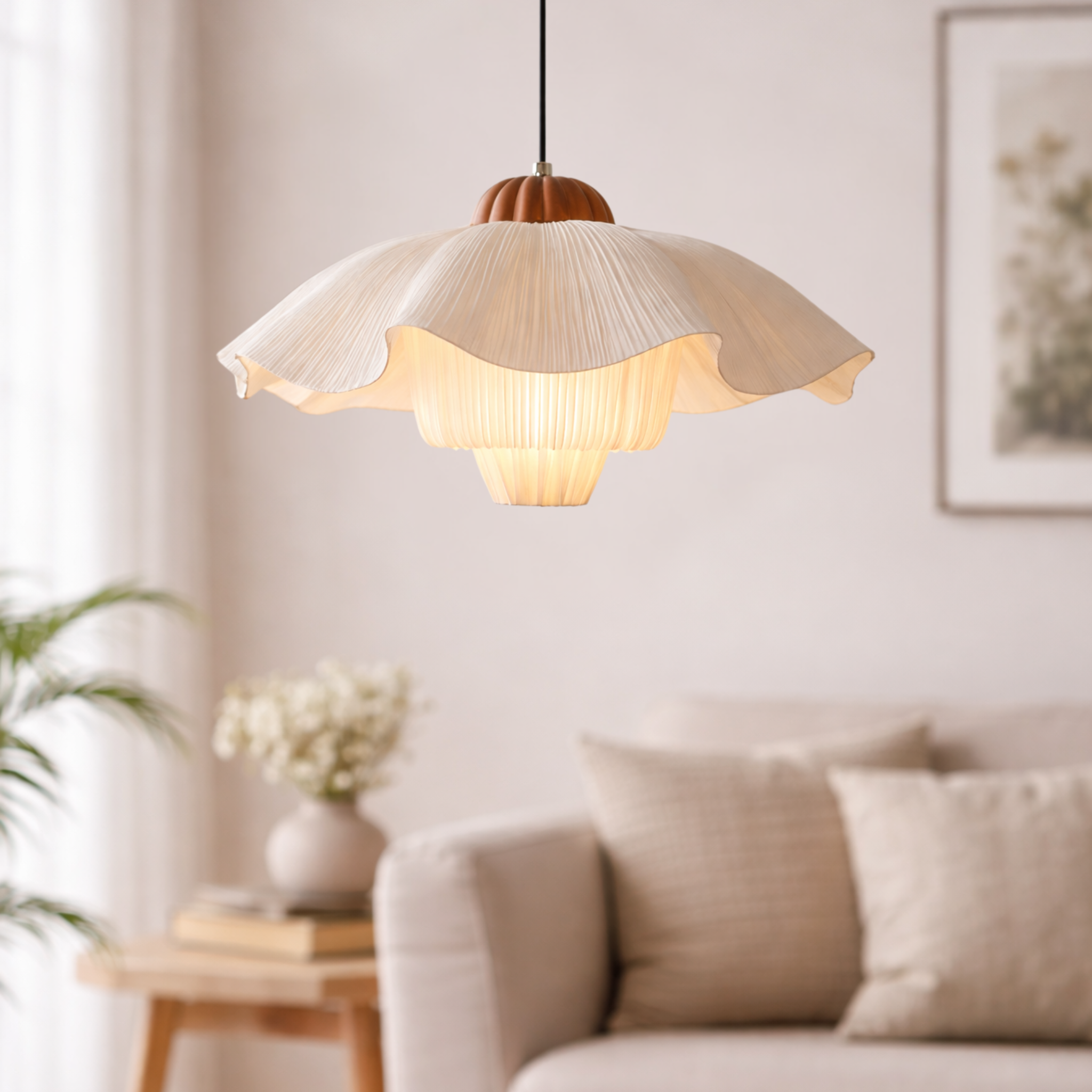 Blomst Fabric Petal Pendant Light for Nordic Homes, Medium / White, Ceiling Fixtures, Cream