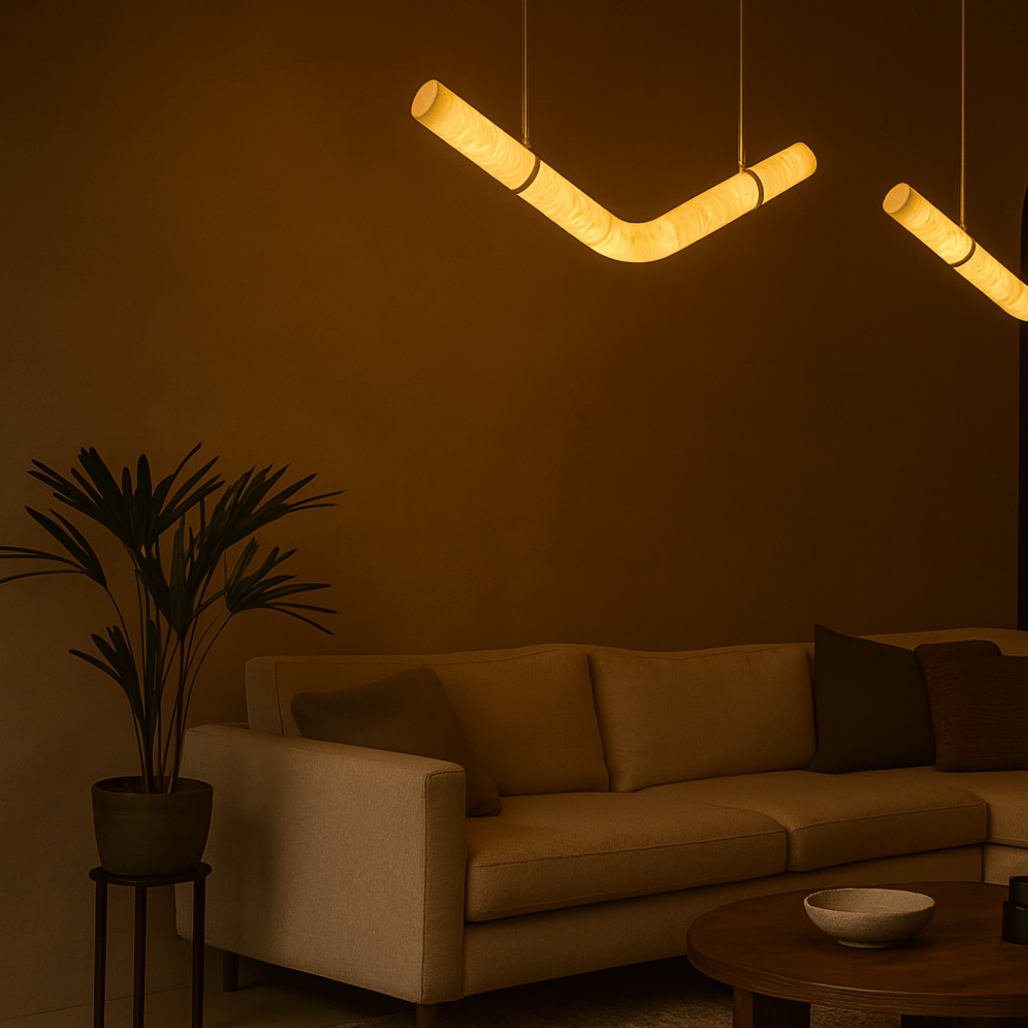 Bogen Marble Arc Pendant Light Dimmable LED Skonne, Ceiling Fixtures, Hand-Carved