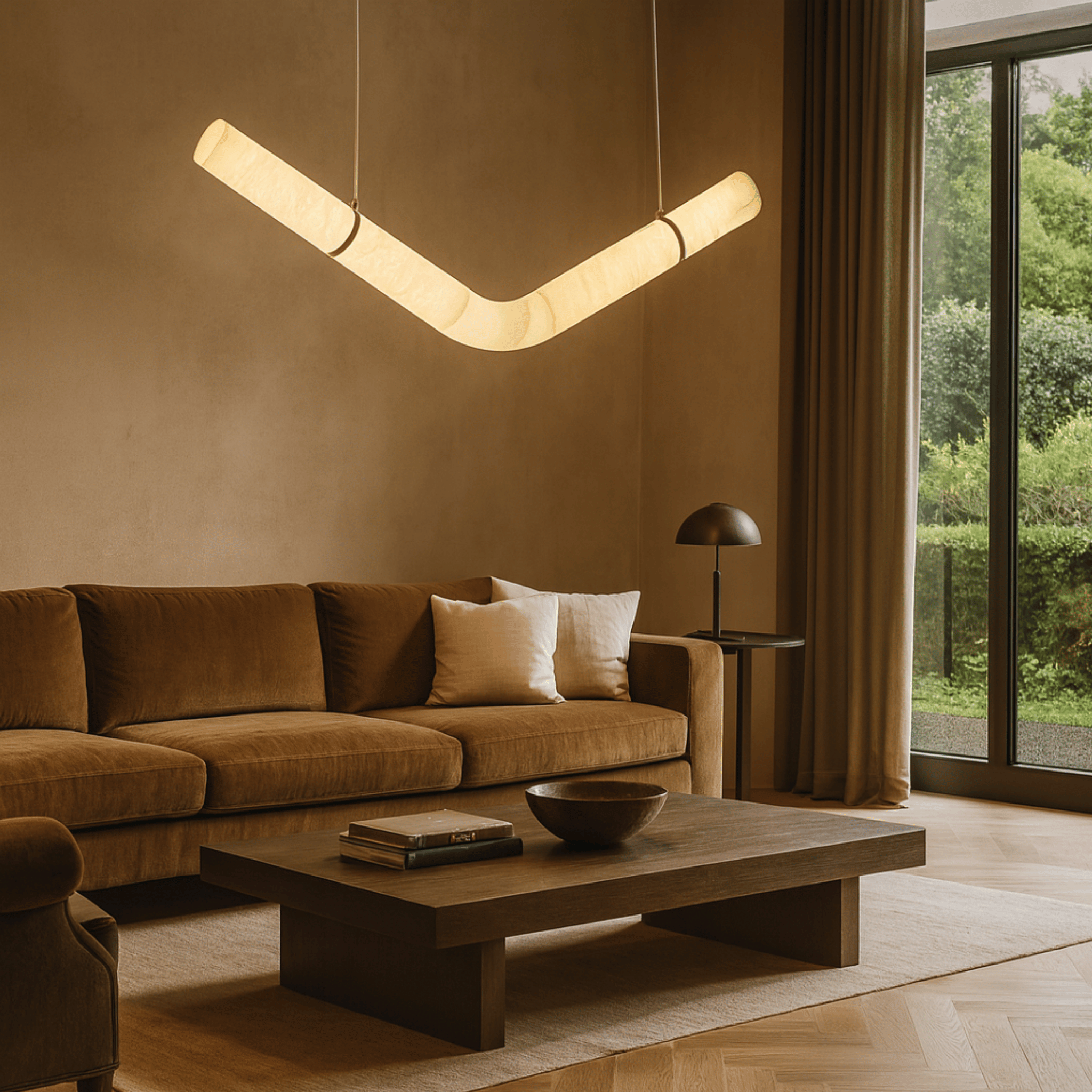 Bogen Marble Arc Pendant Light Dimmable LED Skonne, Medium / Warm light, Ceiling Fixtures, Hand-Carved