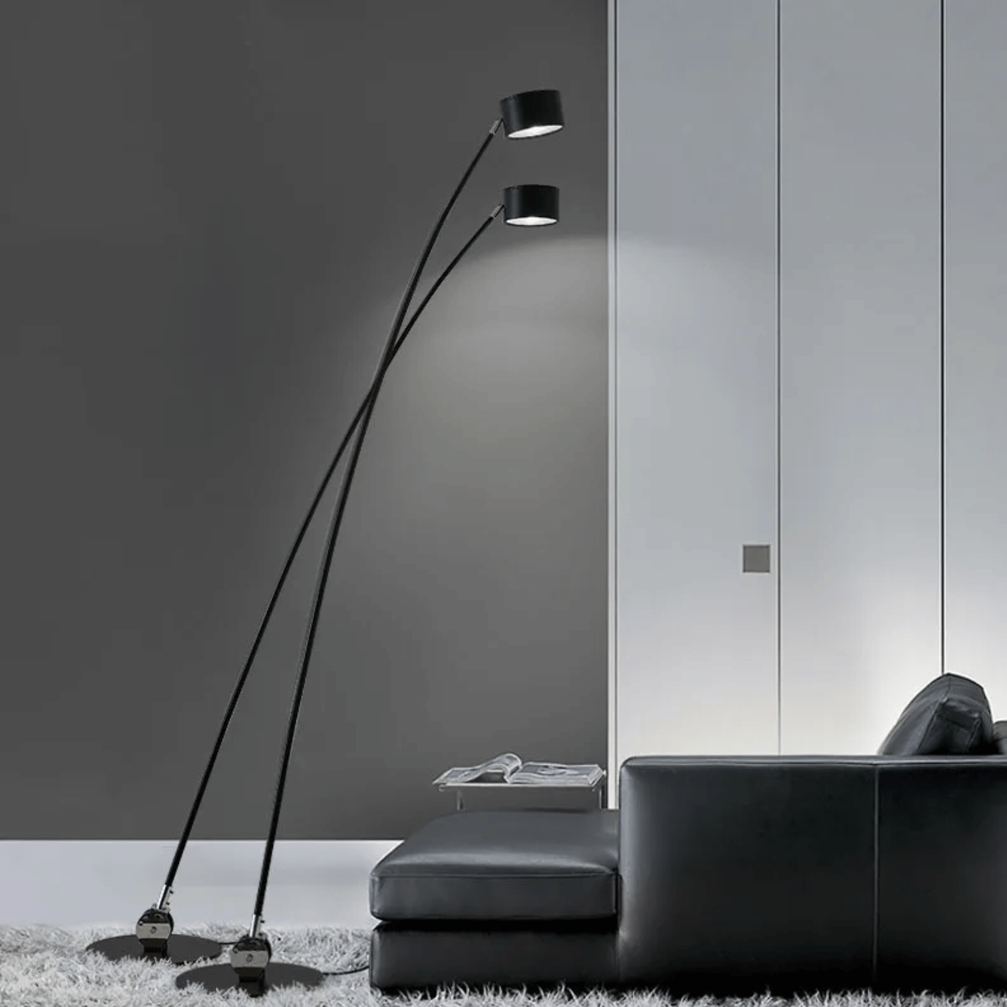 Bøyve Minimalist Arc Floor Lamp with Tricolor LED, Lamps, Matte Black