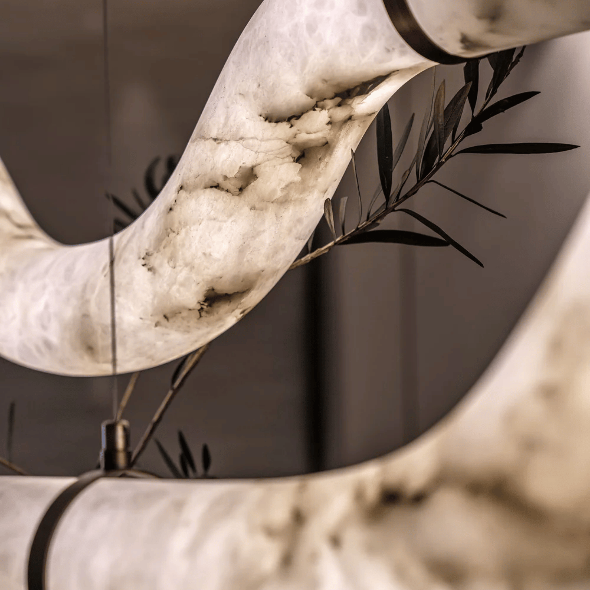 Bylge Real Marble Wave LED Pendant Light Dimmable, Ceiling Fixtures, Sculptural