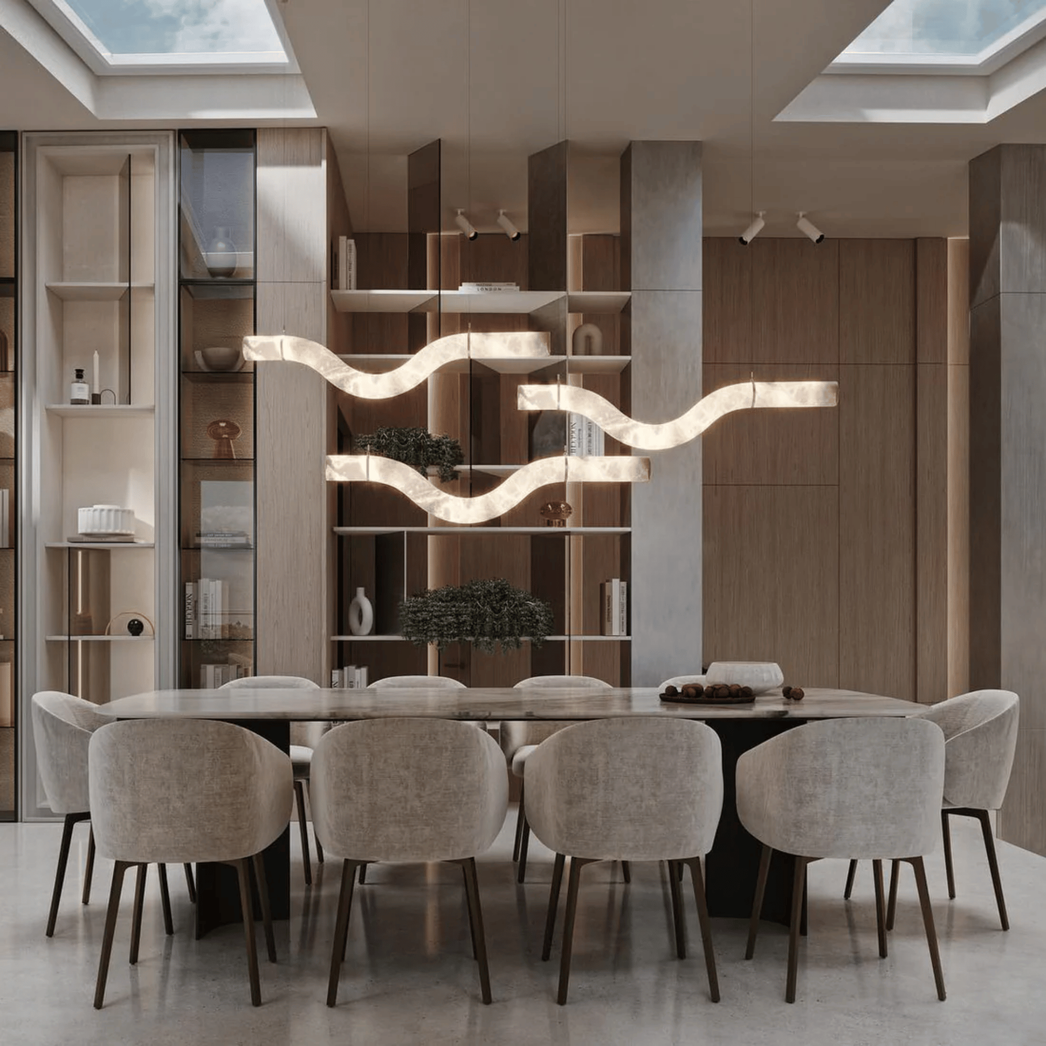 Bylge Real Marble Wave LED Pendant Light Dimmable, Medium / Warm light, Ceiling Fixtures, Sculptural