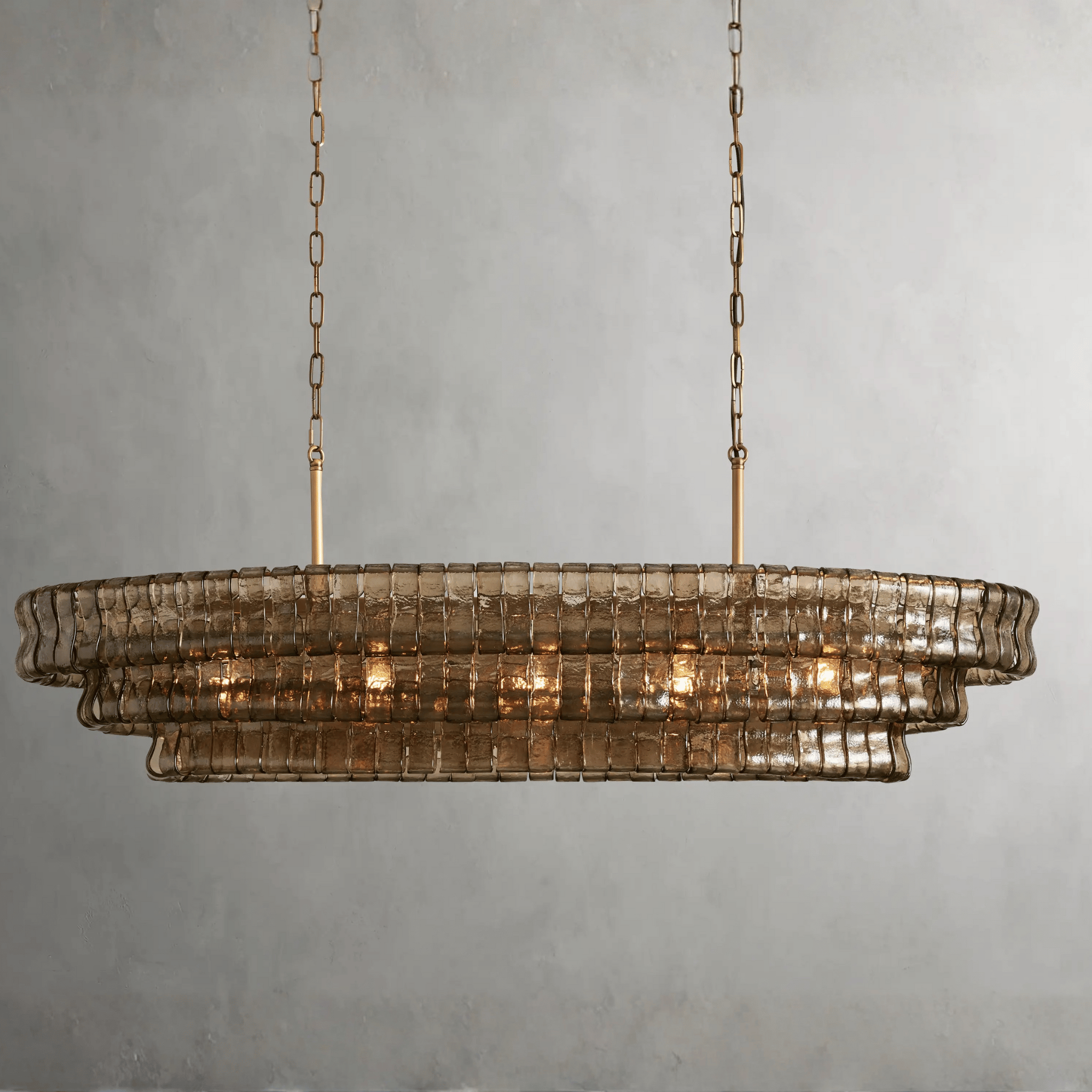 Gray Glass Oval Chandelier Dimmable LED Dining Room, Chandeliers, Dimma Smoky