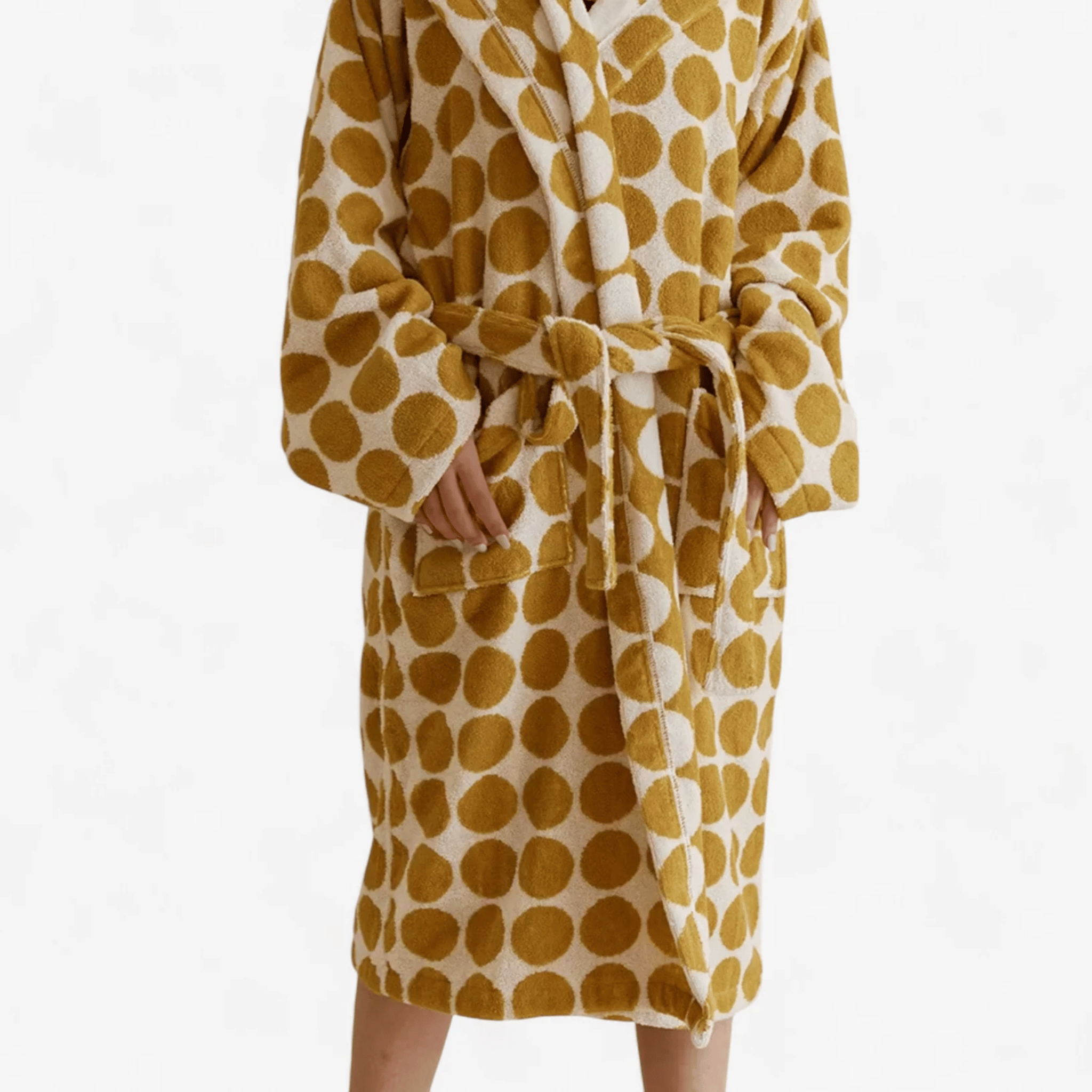 Luxury Organic Cotton Bathrobe with Jacquard Dots, Robes, Dova Hotel-Style Robe