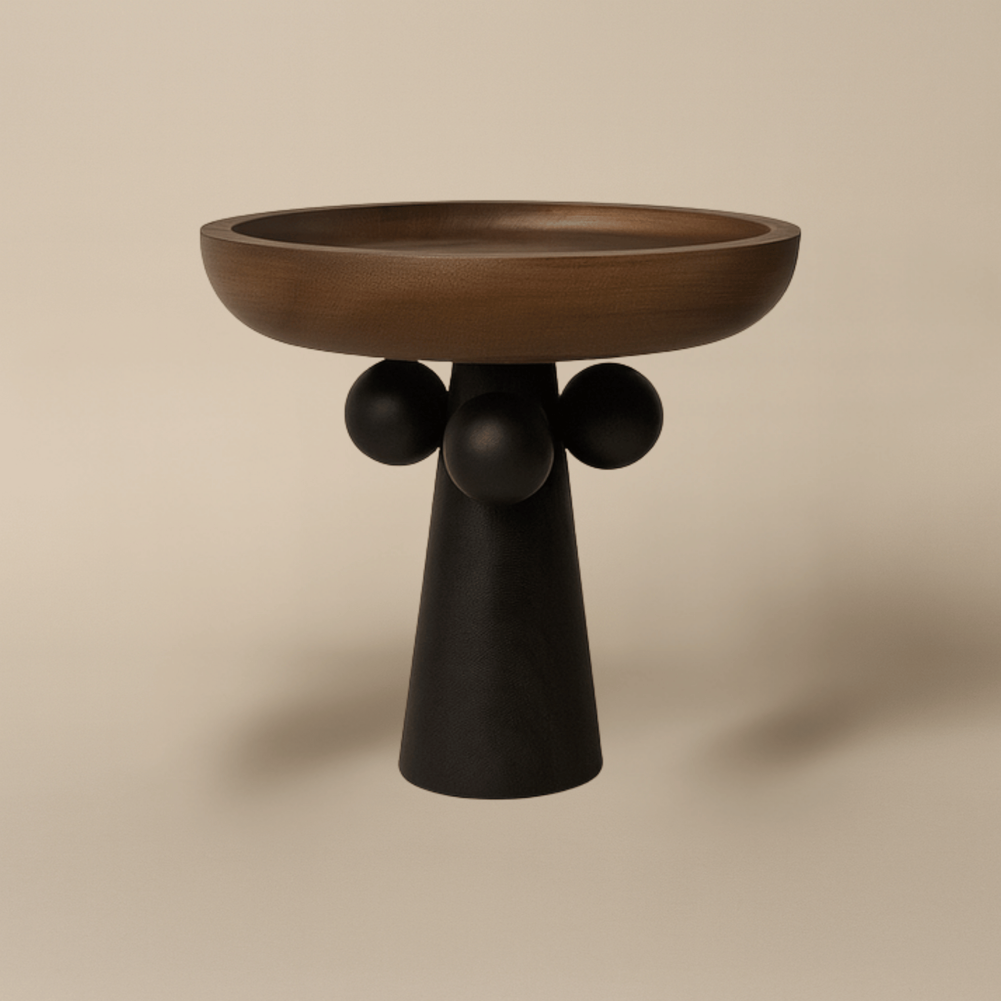 Dreva Wooden Pedestal Tray Nordic Sculptural Style, Small, Serving Trays, Display