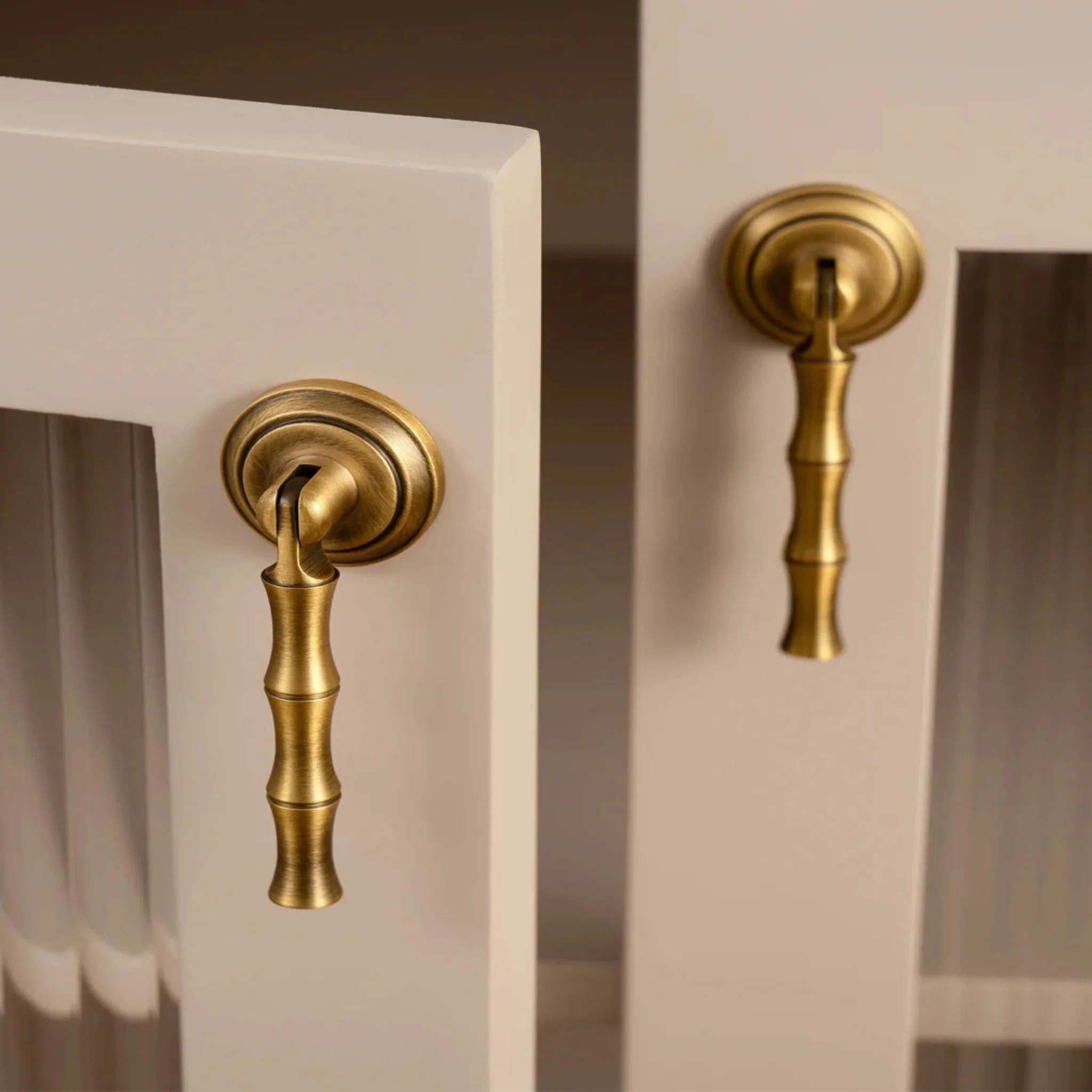Solid Antique Brass Drawer Pulls Mid-Century Style, Cabinet Knobs & Handles, Driva
