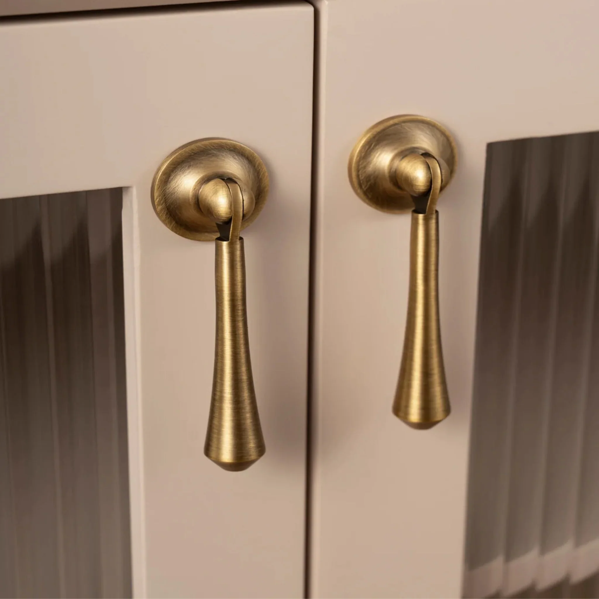 Solid Antique Brass Drawer Pulls Mid-Century Style, Cabinet Knobs & Handles, Driva