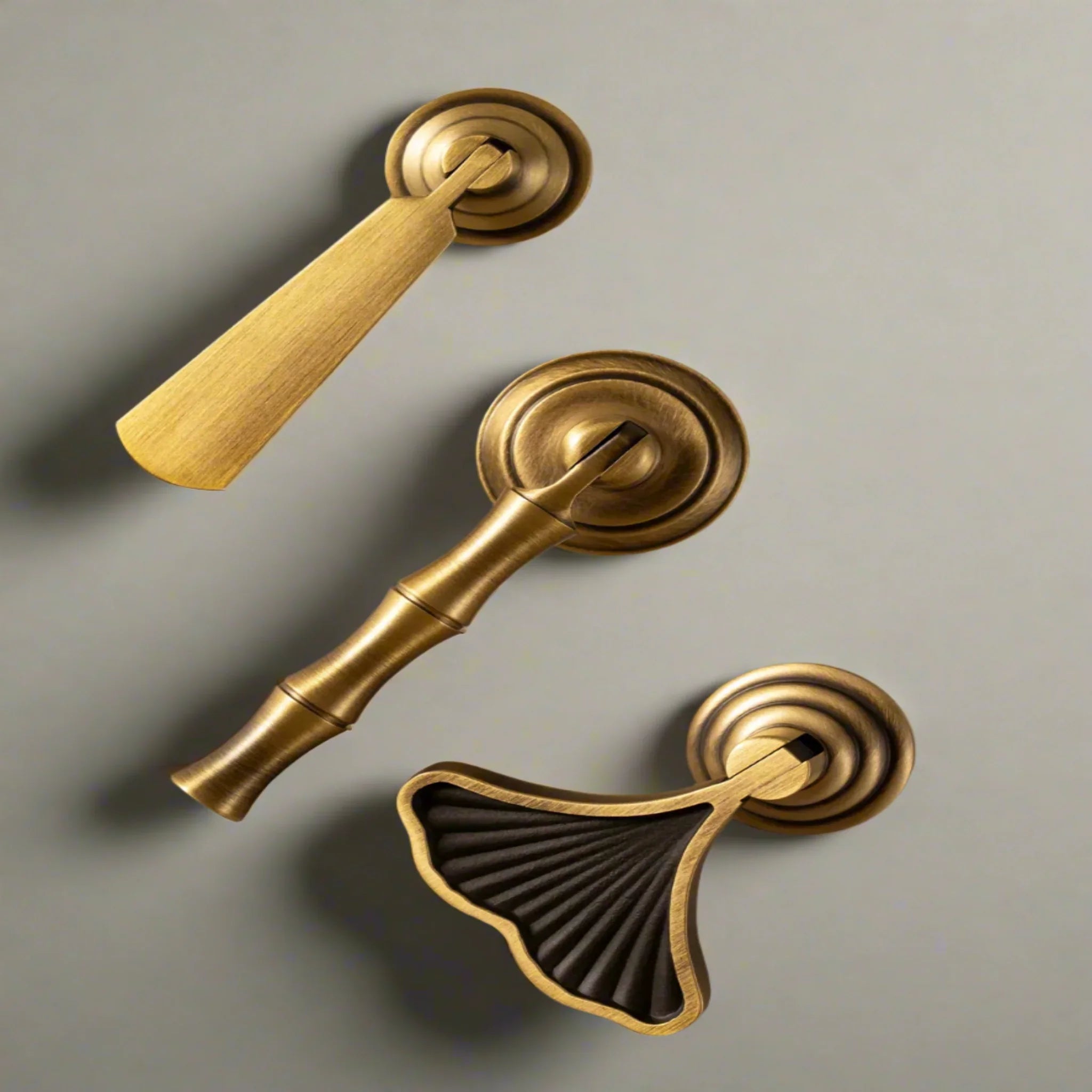 Solid Antique Brass Drawer Pulls Mid-Century Style, Cabinet Knobs & Handles, Driva