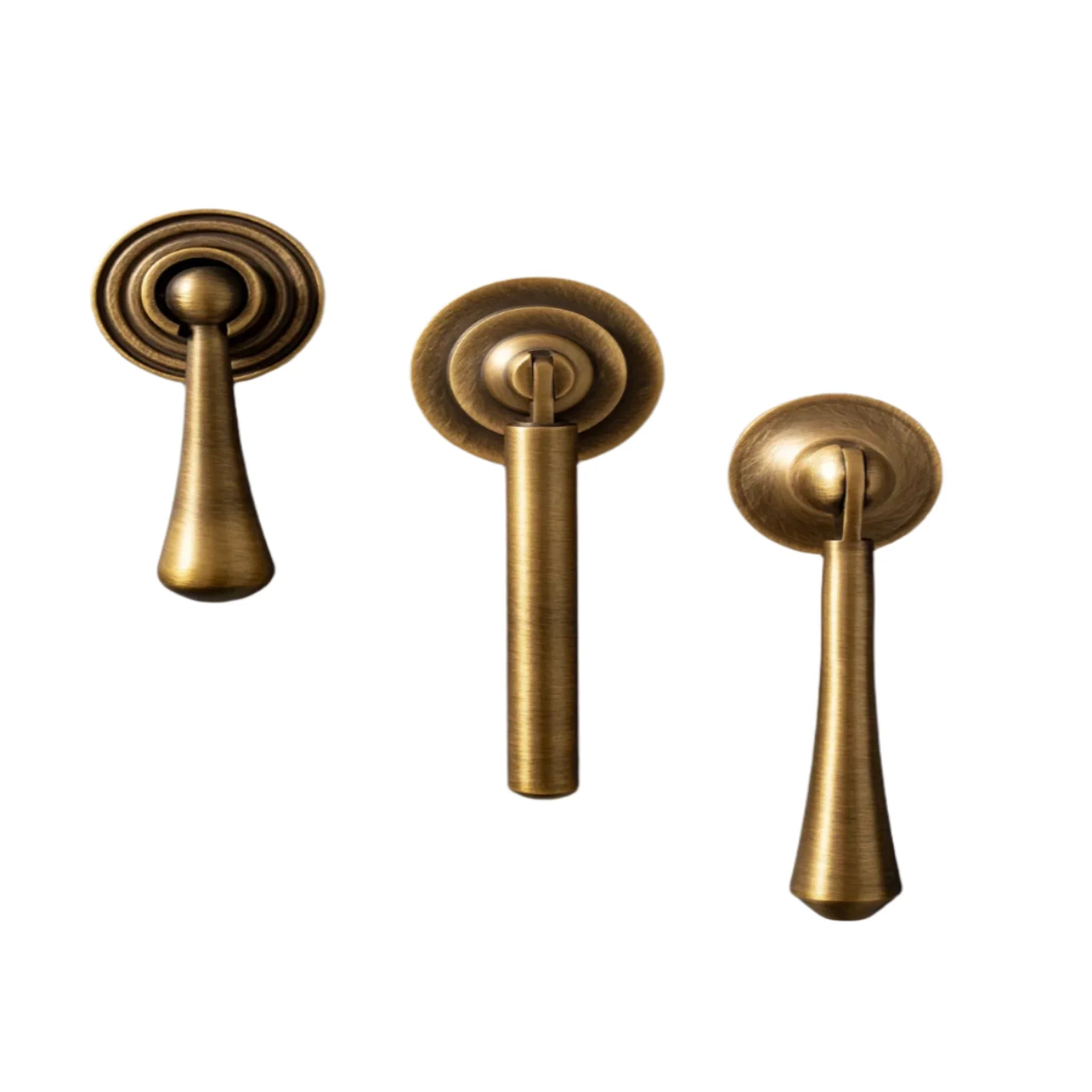 Solid Antique Brass Drawer Pulls Mid-Century Style, Cabinet Knobs & Handles, Driva