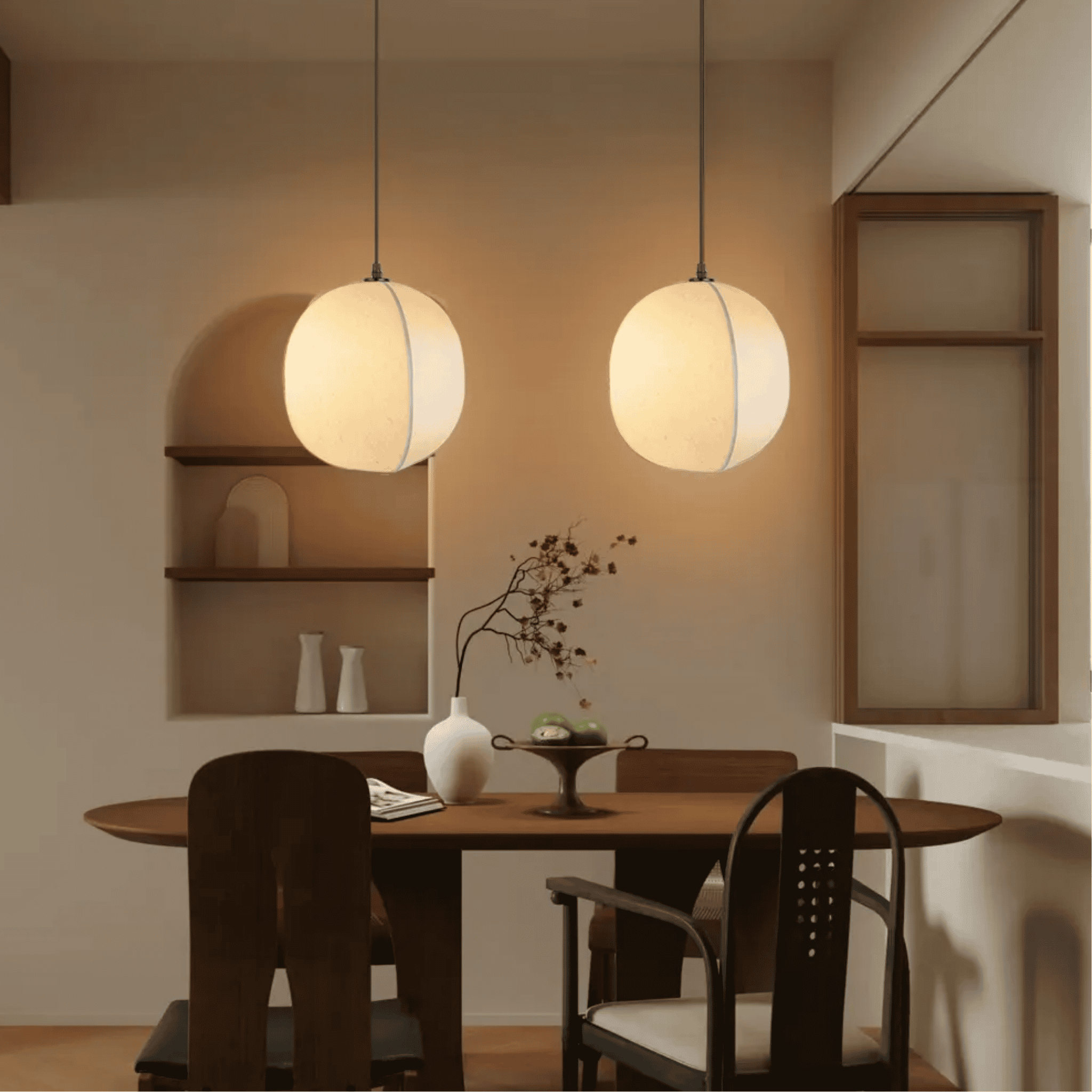 Driva Linen Lantern Pendant Light for Dining Rooms, Ceiling Fixtures, Warm Ambiance