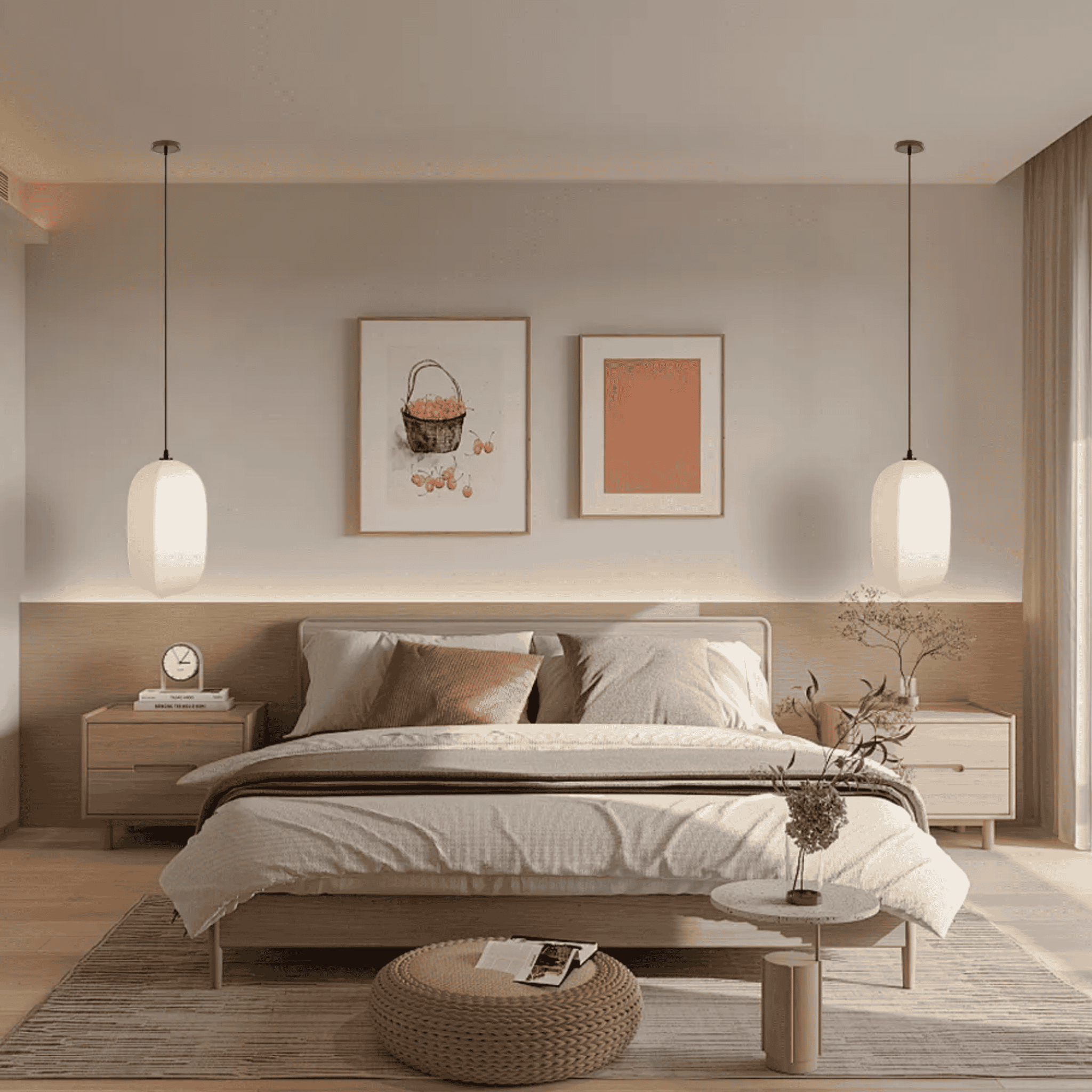 Driva Linen Lantern Pendant Light for Dining Rooms, Ceiling Fixtures, Warm Ambiance