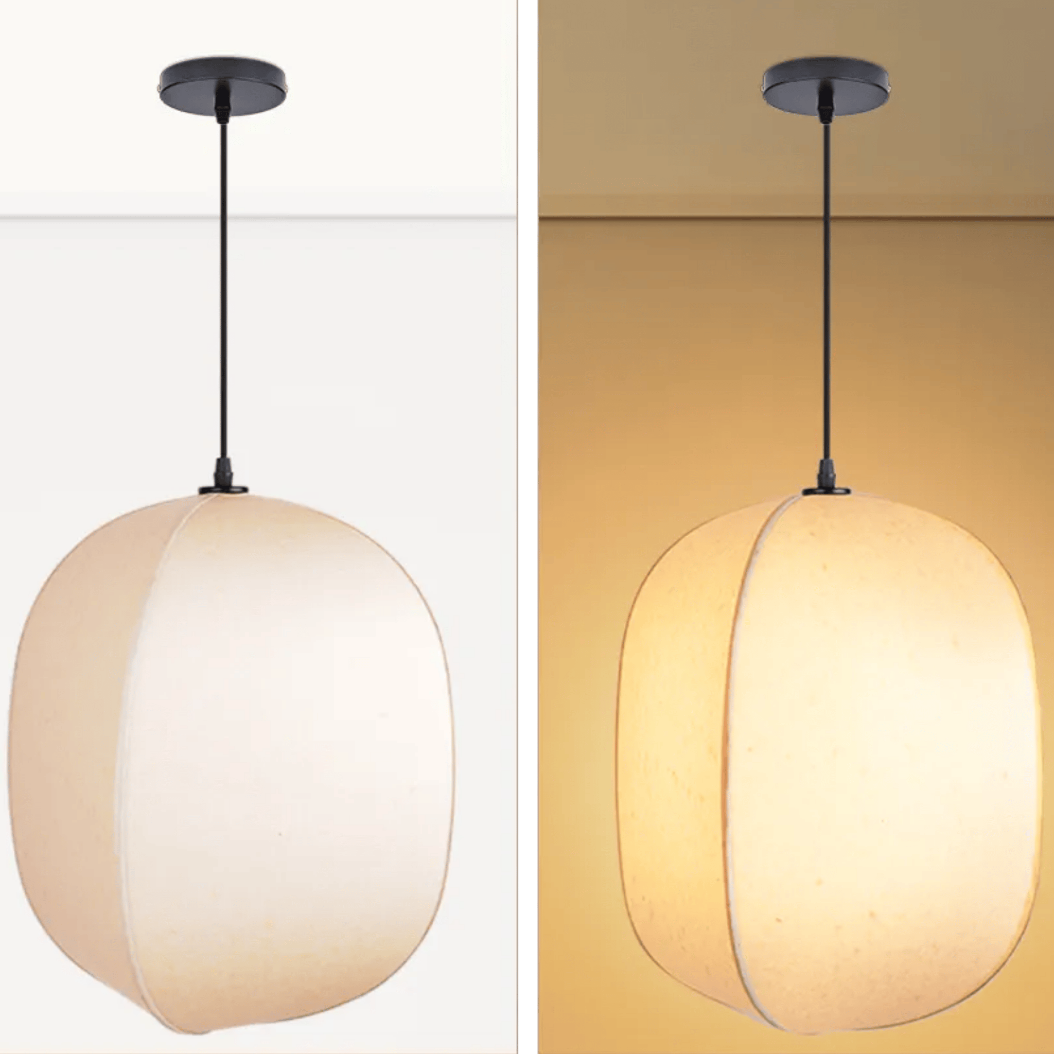 Driva Linen Lantern Pendant Light for Dining Rooms, Ceiling Fixtures, Warm Ambiance