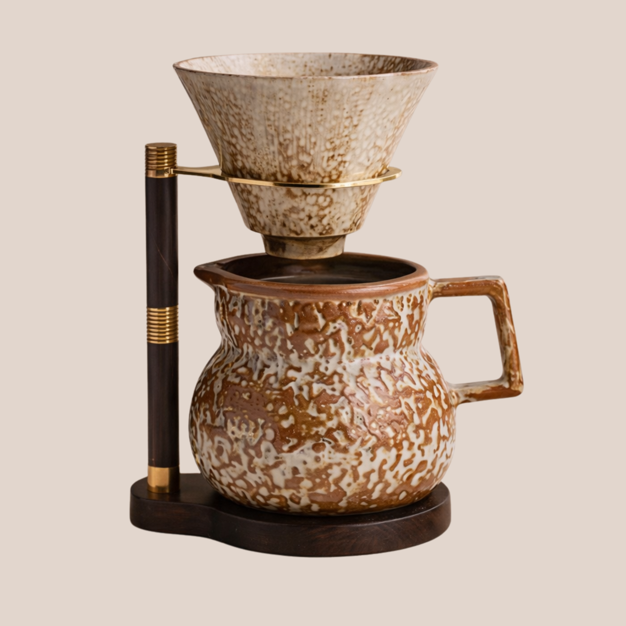 Pour Over Coffee Set Ceramic Dripper Wood Stand, Sets, Drivna
