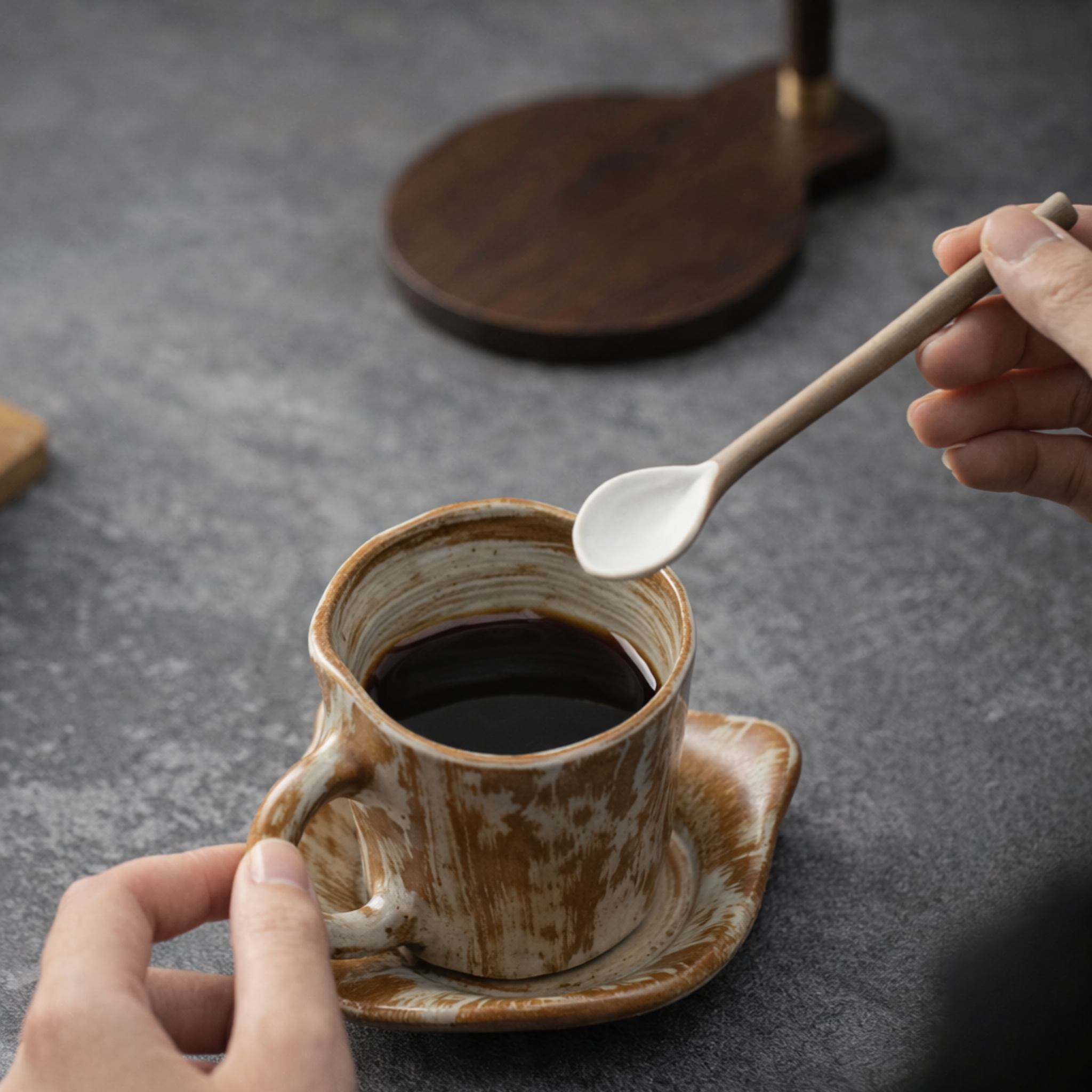 Ceramic Pour-Over Coffee Dripper Set with Wood Stand, Sets, Drypp