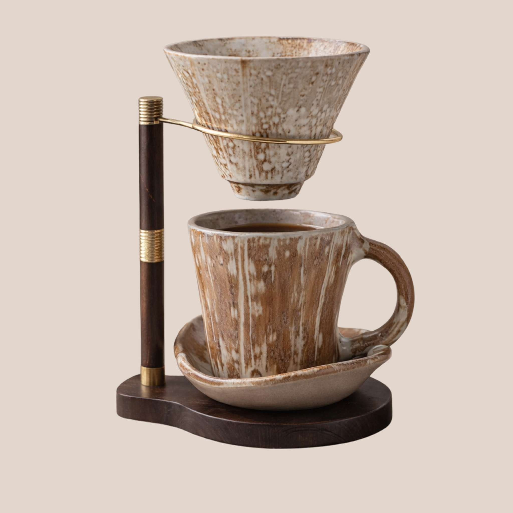 Ceramic Pour-Over Coffee Dripper Set with Wood Stand, Sets, Drypp