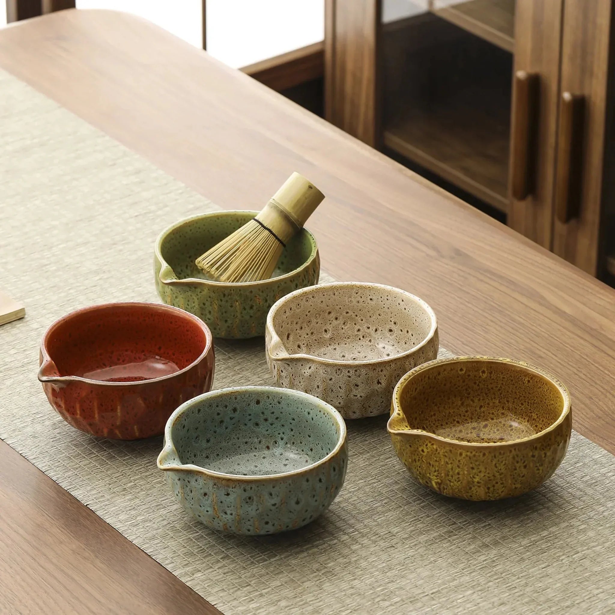 Elda Matcha Ceremony Set – 5-Piece Ceramic & Bamboo, Drinkware Sets, Japanese Bowl