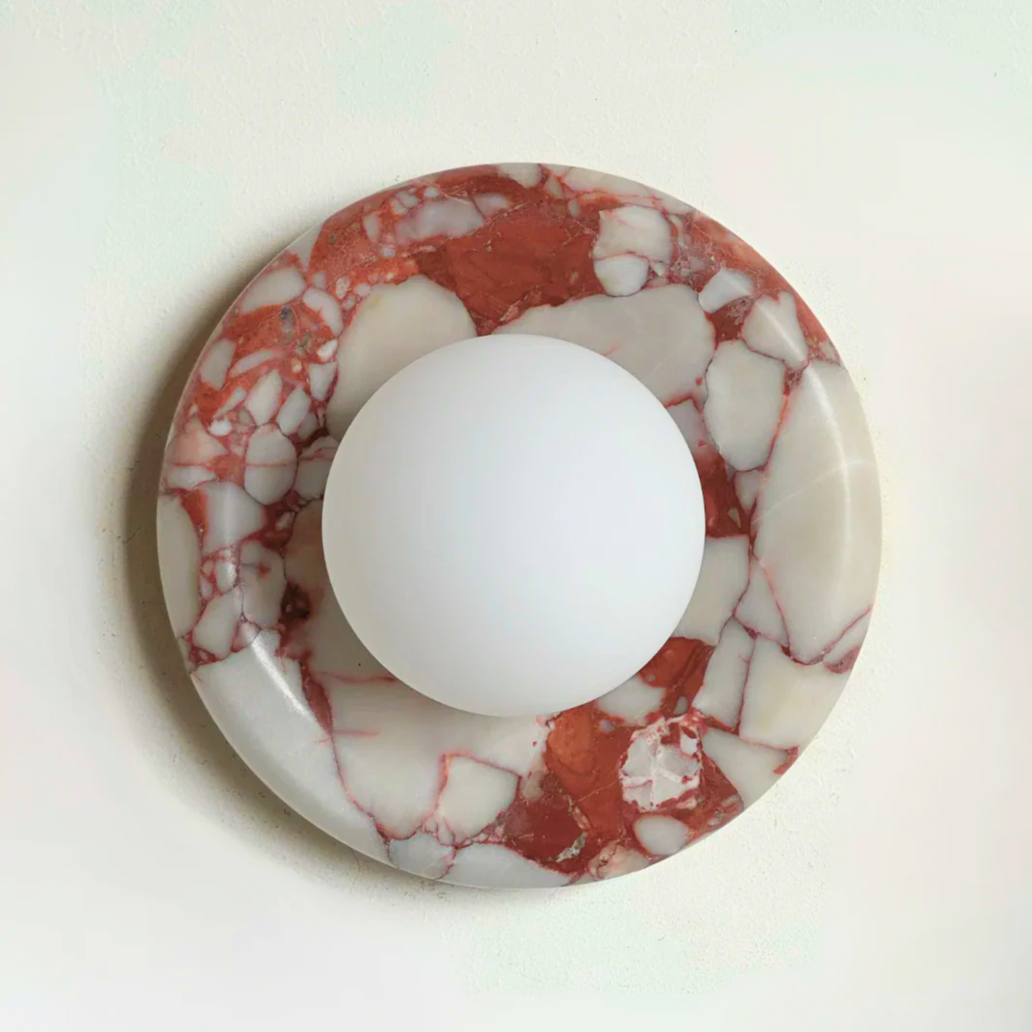 Eldsten Natural Red Marble Wall Sconce Modern LED Light, Fixtures, Stone