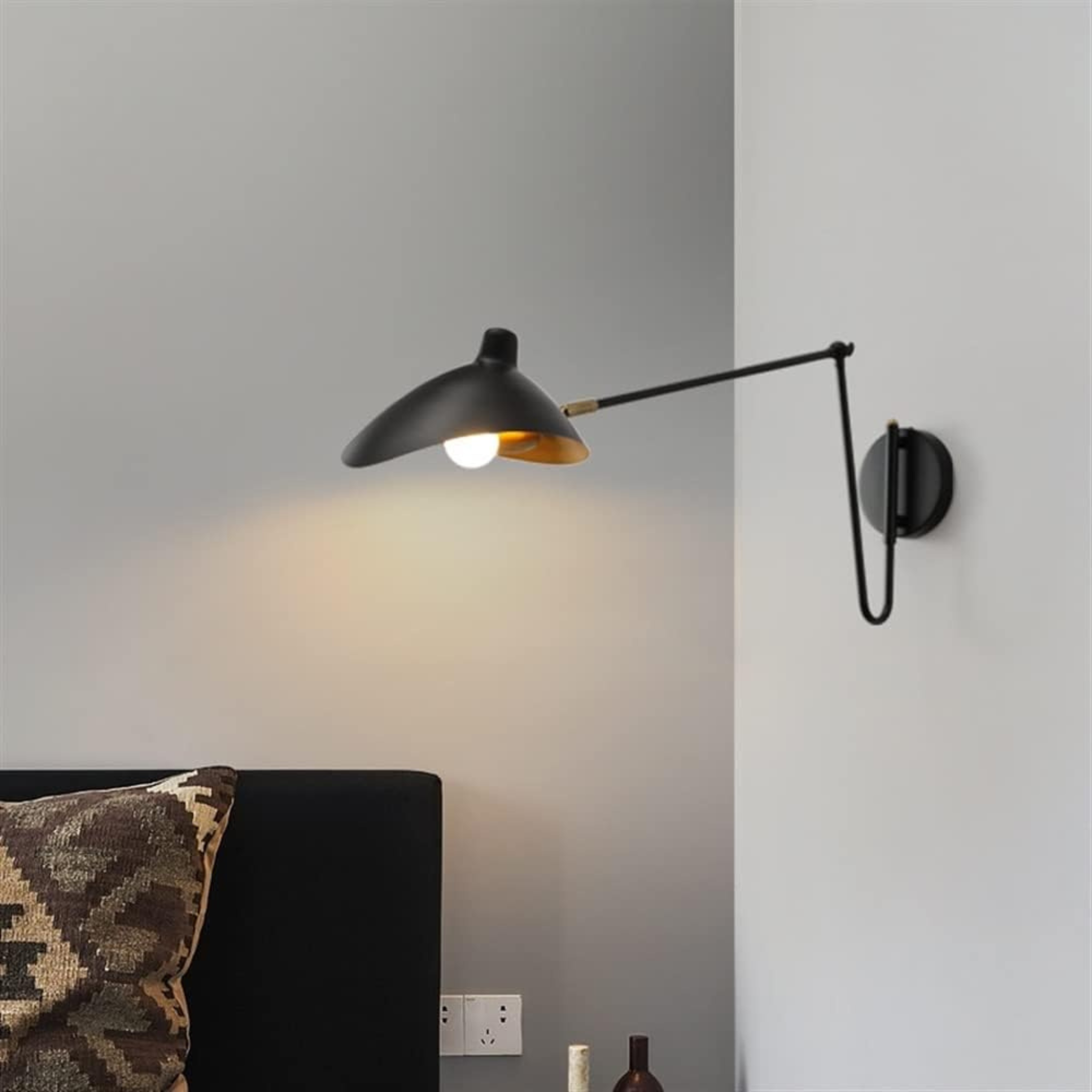 Industrial Metal Wall Sconce Rotatable LED Light, Black / Warm White (2700-3500), Fixtures, Eldvik