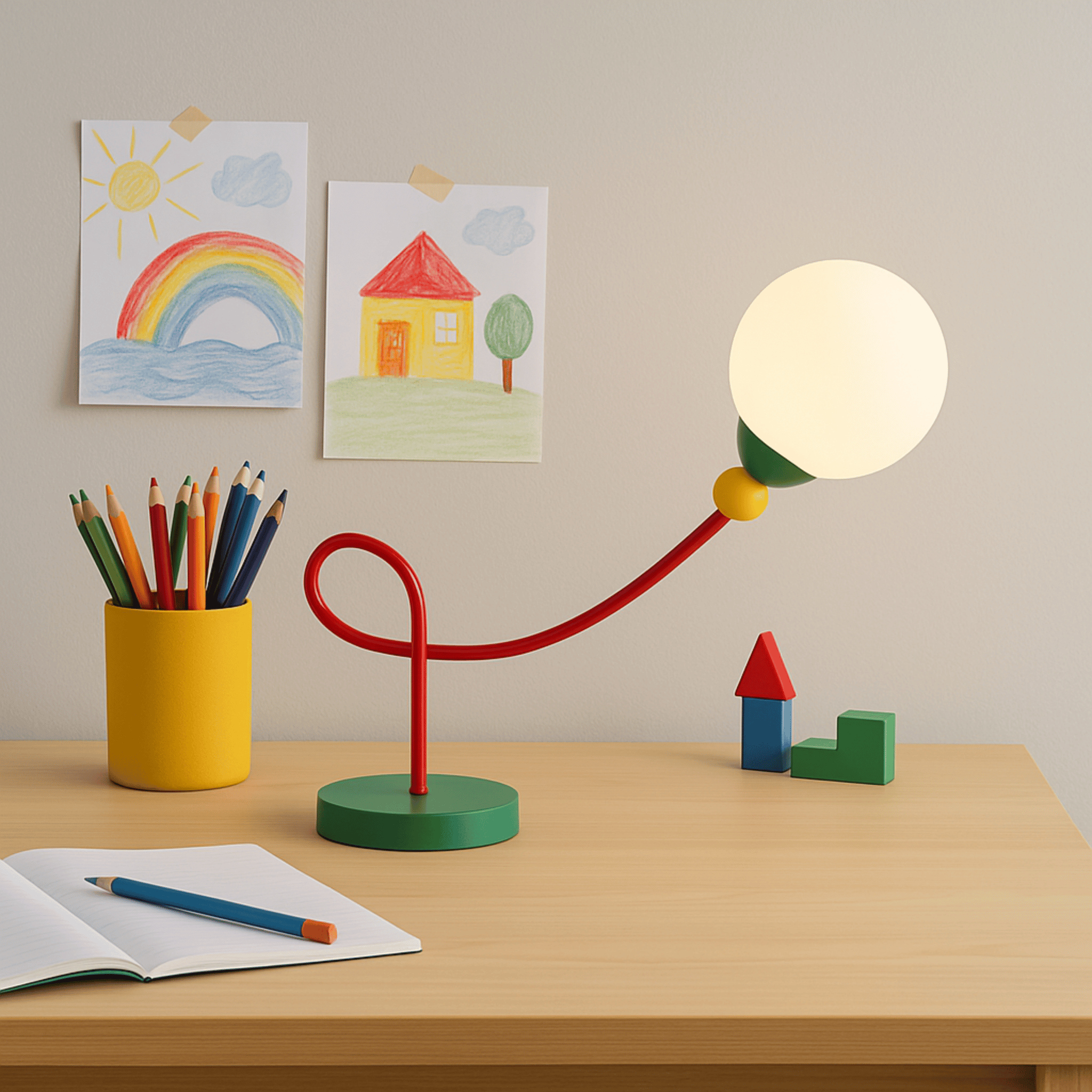 Farglo Colorful Bauhaus Table Lamp with Glass Shade, Lamps, Macaron Retro