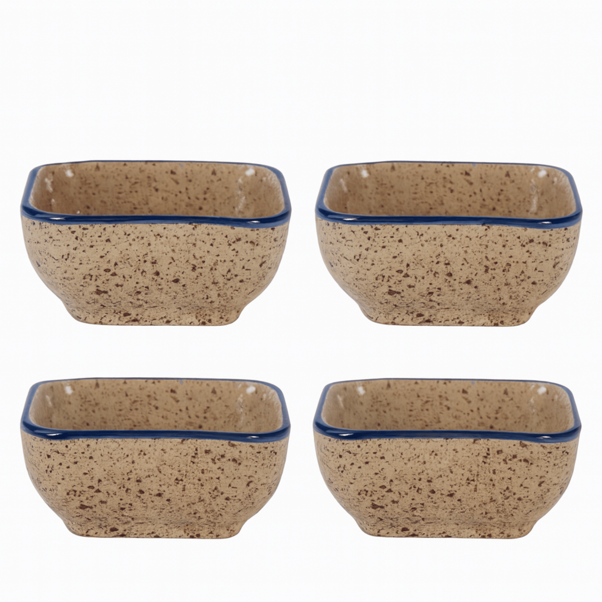 Japanese Ceramic Square Sauce Dishes Set of 4, Rustic Speckle, Ramekins & Souffle, Fattil Dish