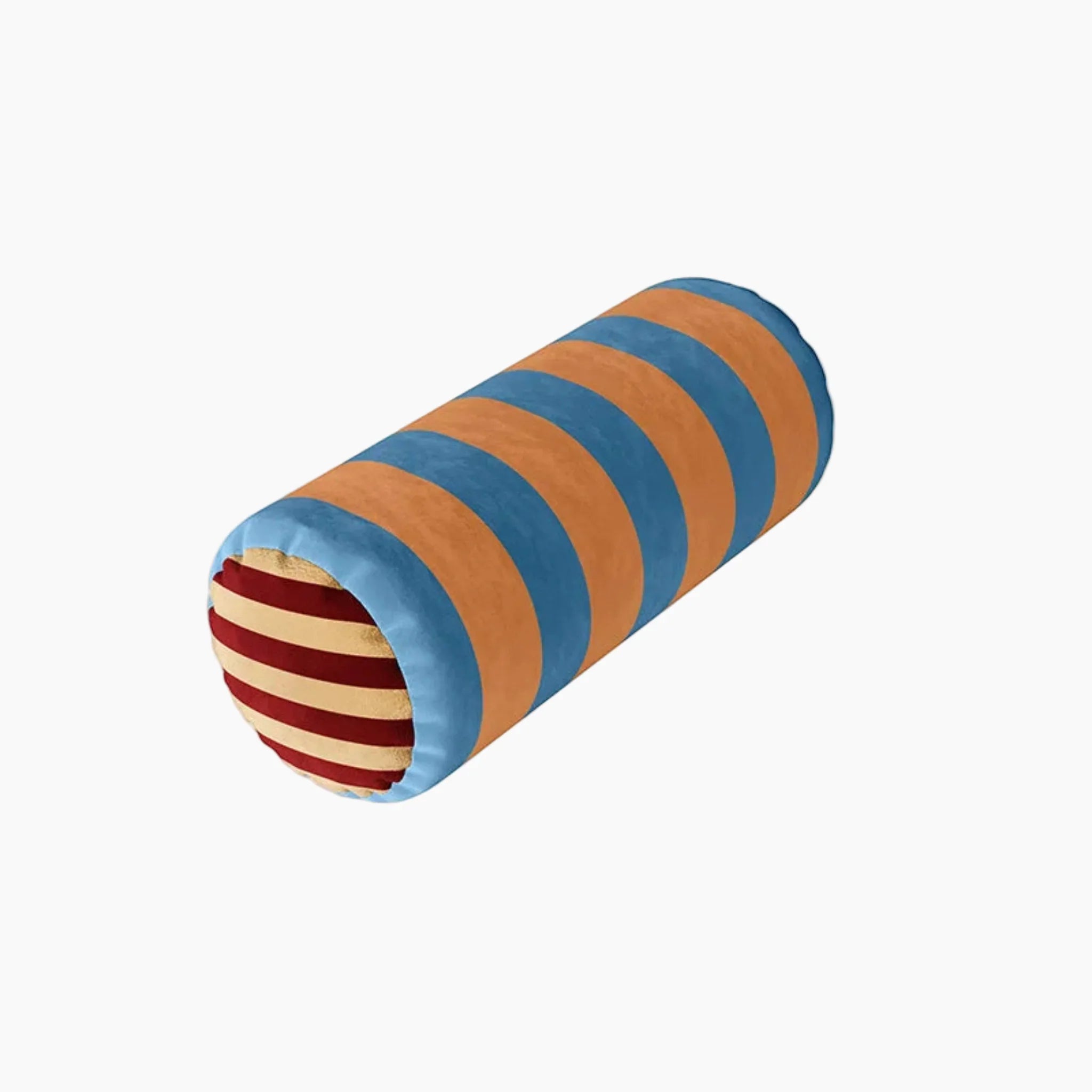 Nordic Velvet Neck Roll Pillow with Insert Skonne, Sky Blue & Orange, Throw Pillows, Favn Scandinavian Style