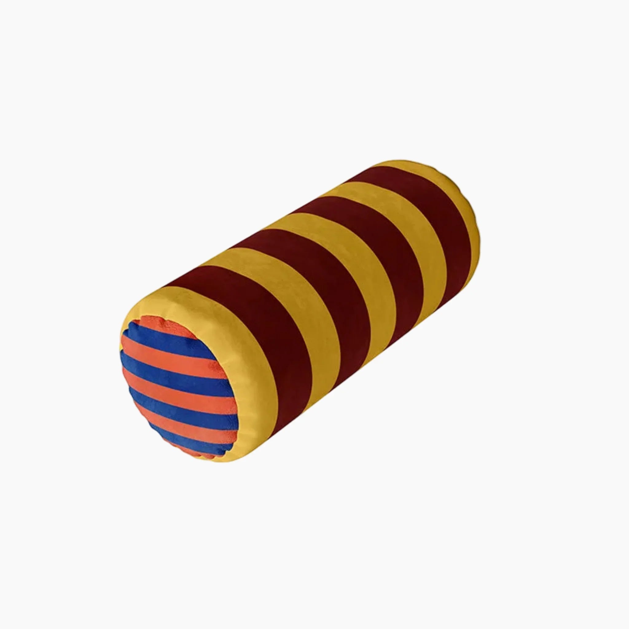 Nordic Velvet Neck Roll Pillow with Insert Skonne, Yellow & Burgundy, Throw Pillows, Favn Scandinavian Style