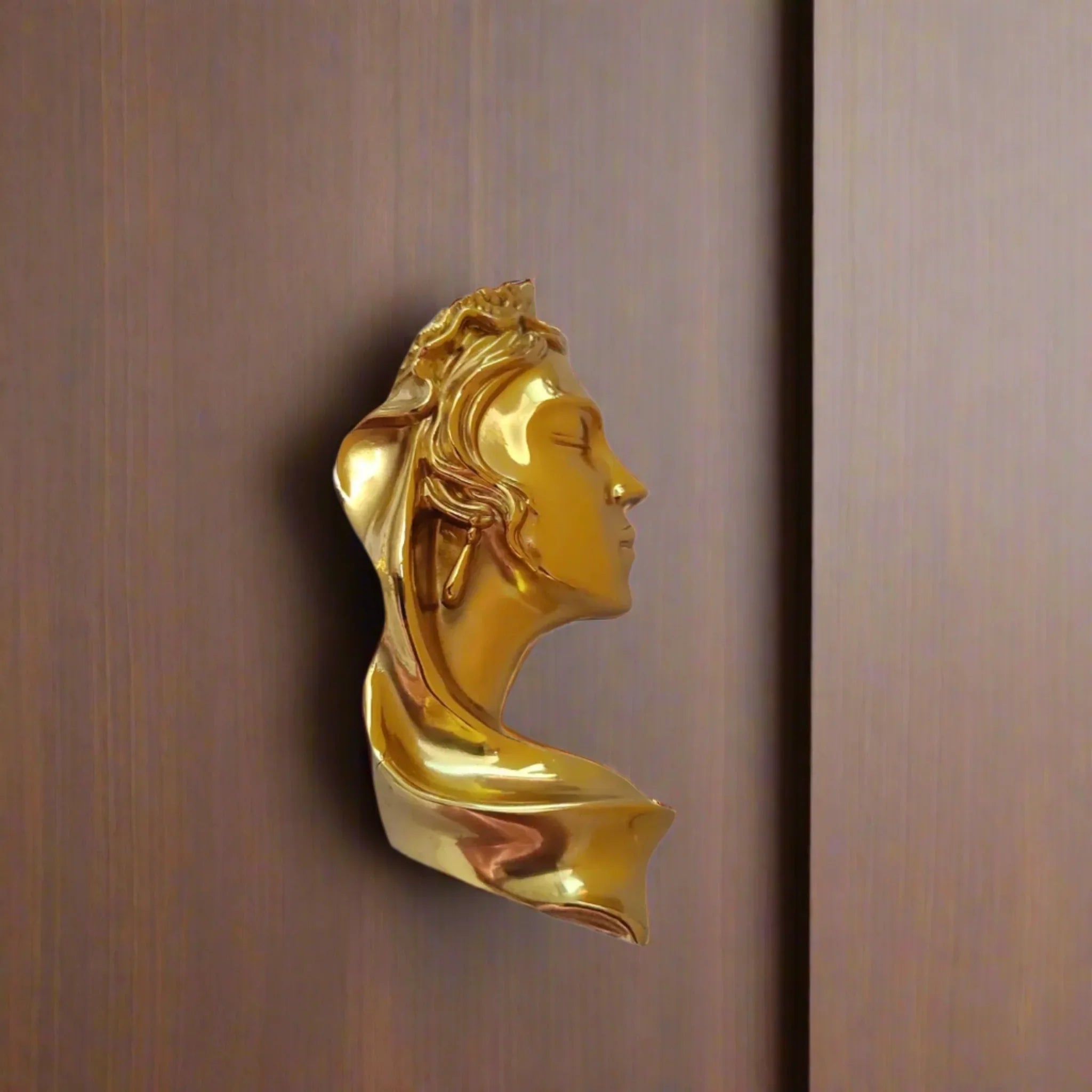 Sculptural Brass Figure Cabinet Handle by Skonne, Female, Knobs & Handles, Figra Sculpted Portrait