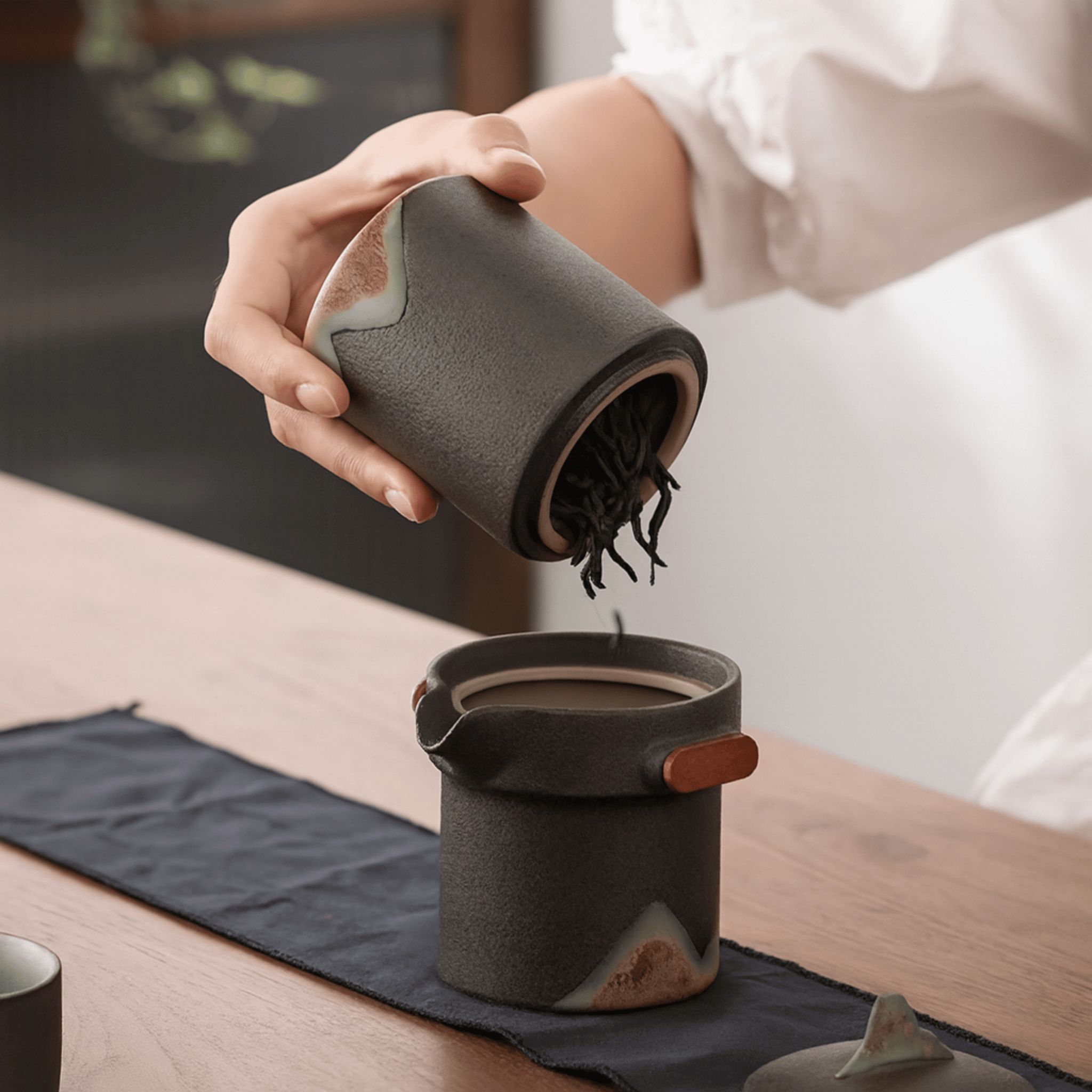 Hand-Painted Ceramic Tea Set with Travel Bag Gift, Sets, Fjella Mountain