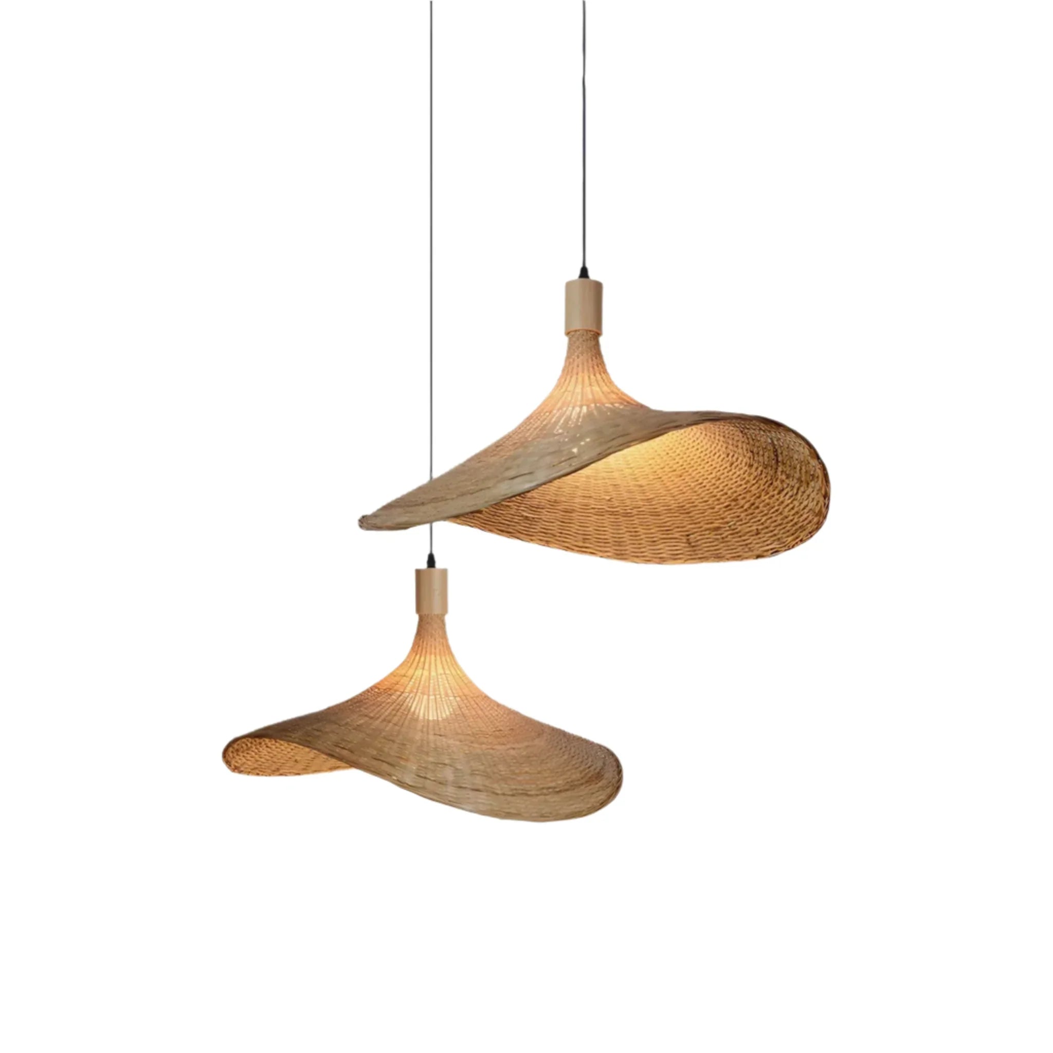Fletta Bamboo Pendant Light Warm Ambient Glow, Ceiling Fixtures, Hand-Woven