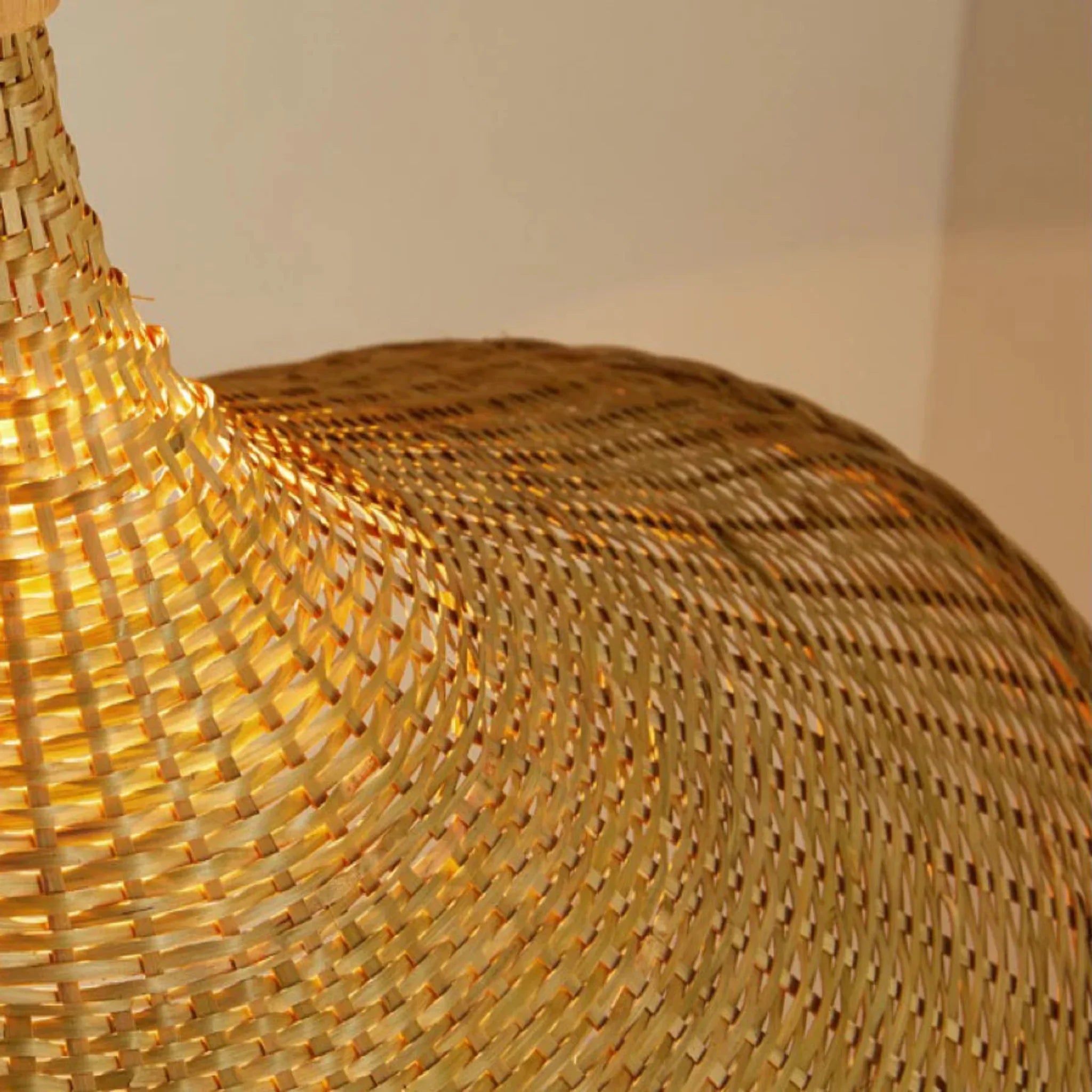 Fletta Bamboo Pendant Light Warm Ambient Glow, Ceiling Fixtures, Hand-Woven