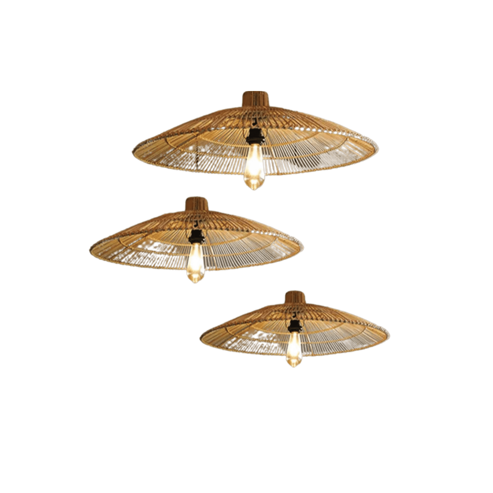 Handmade Rattan Pendant Light Nordic Wicker Lamp, Ceiling Fixtures, Fletta Warm Glow