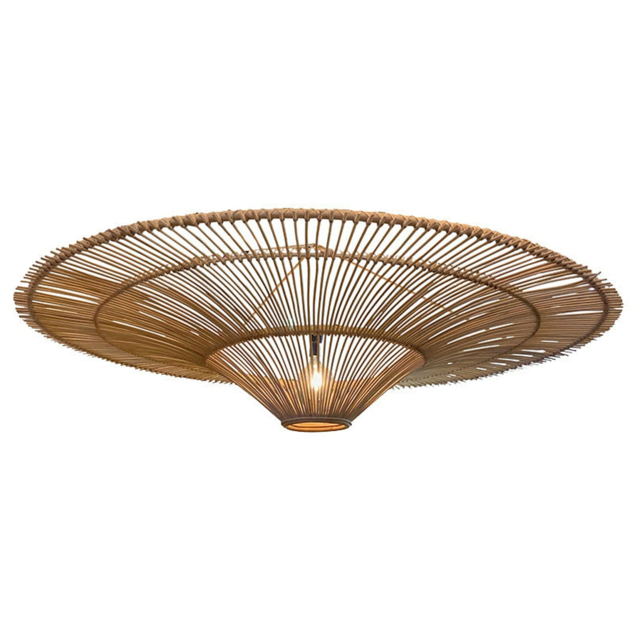 Fletta Rattan Pendant Light – Nordic Woven Design, Ceiling Fixtures, Handwoven 24 Inch