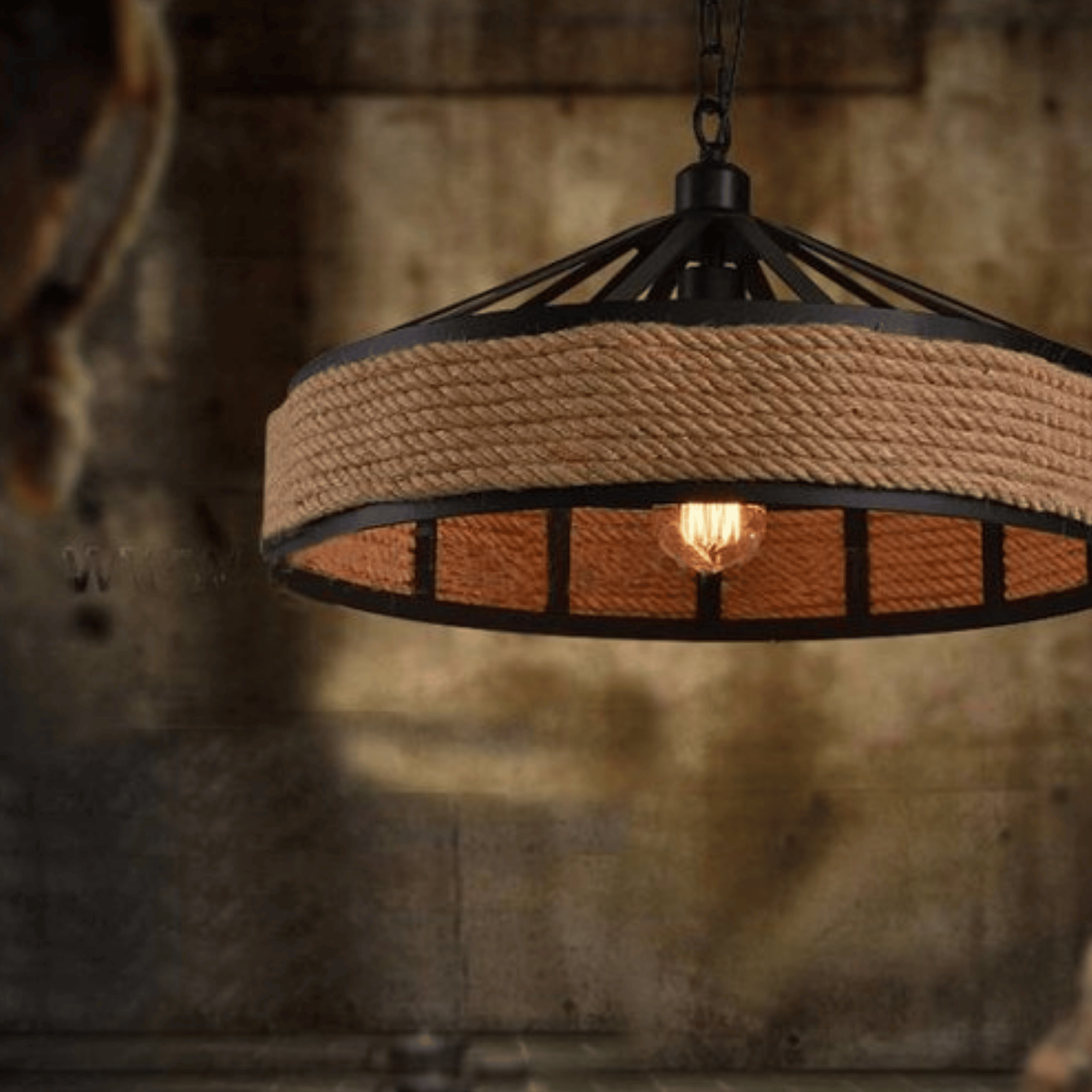 Rustic Handwoven Hemp Pendant Light for Any Room, Ceiling Fixtures, Fletta Rope