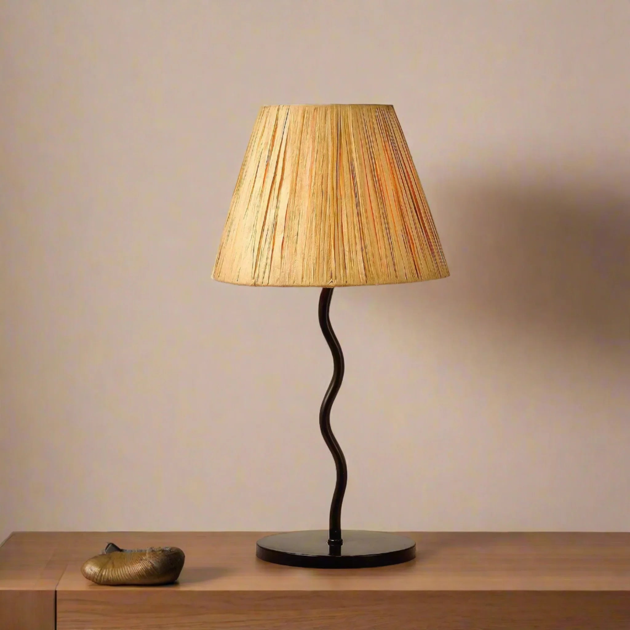 Woven Paper Rope Table Lamp Black Warm Glow Decor, Lamps, Fletta Sculptural