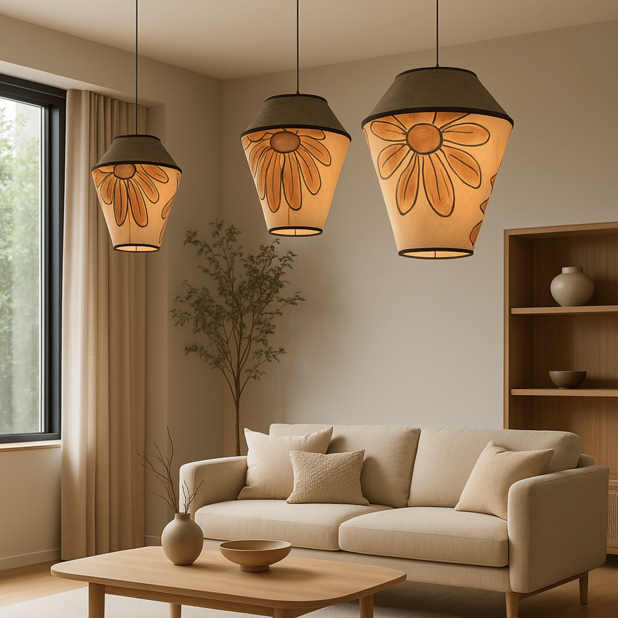 Wabi-Sabi Fabric Pendant Light - Nordic Crafted, Ceiling Fixtures, Fletta Handcrafted