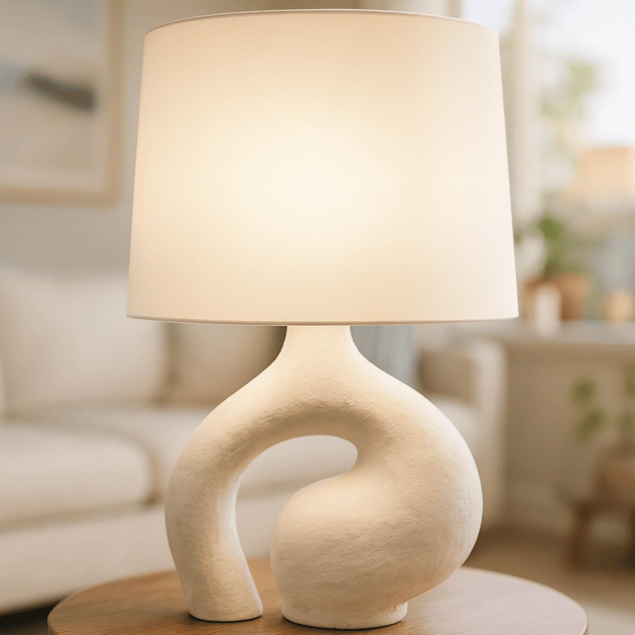 Formia Resin Table Lamp with Nordic Fabric Shade, Lamps, Sculptural