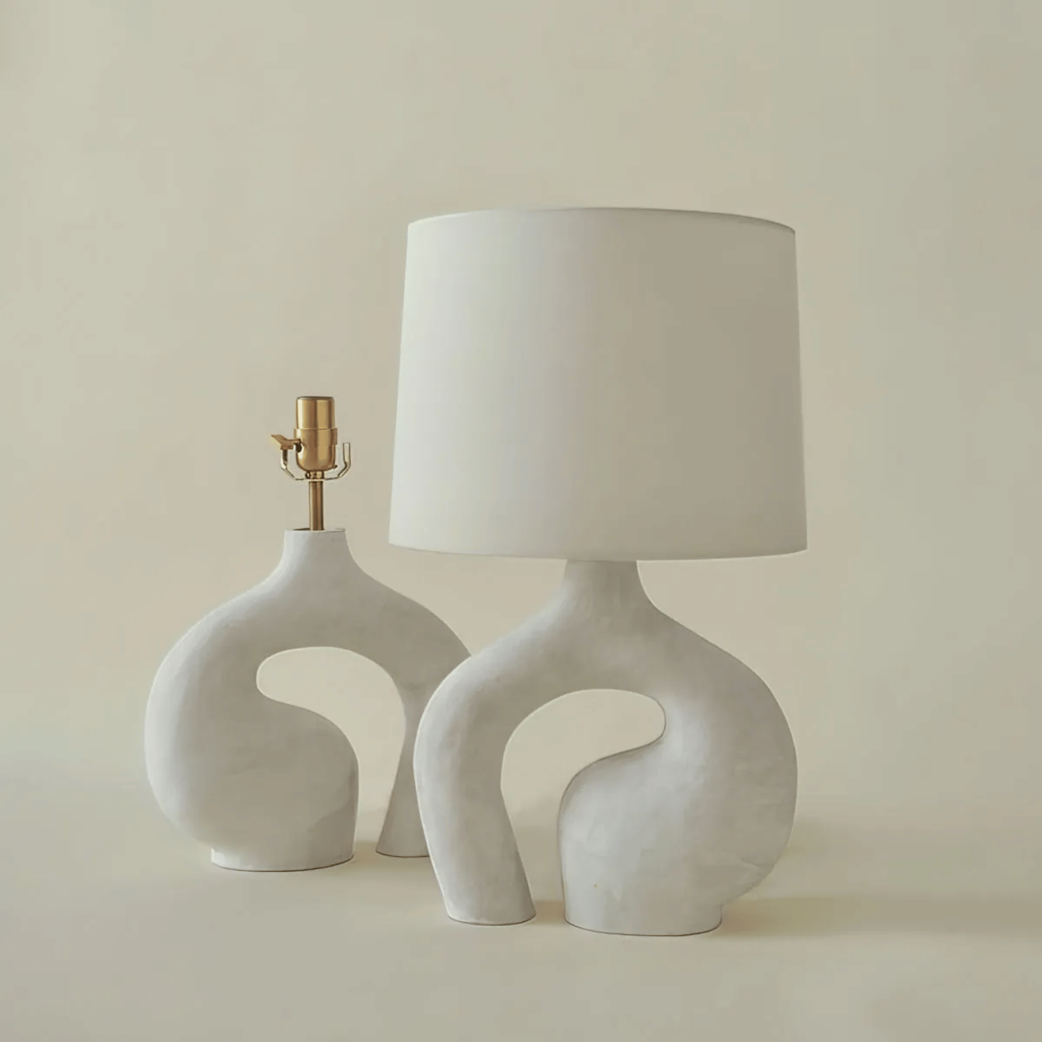 Formia Resin Table Lamp with Nordic Fabric Shade, Lamps, Sculptural