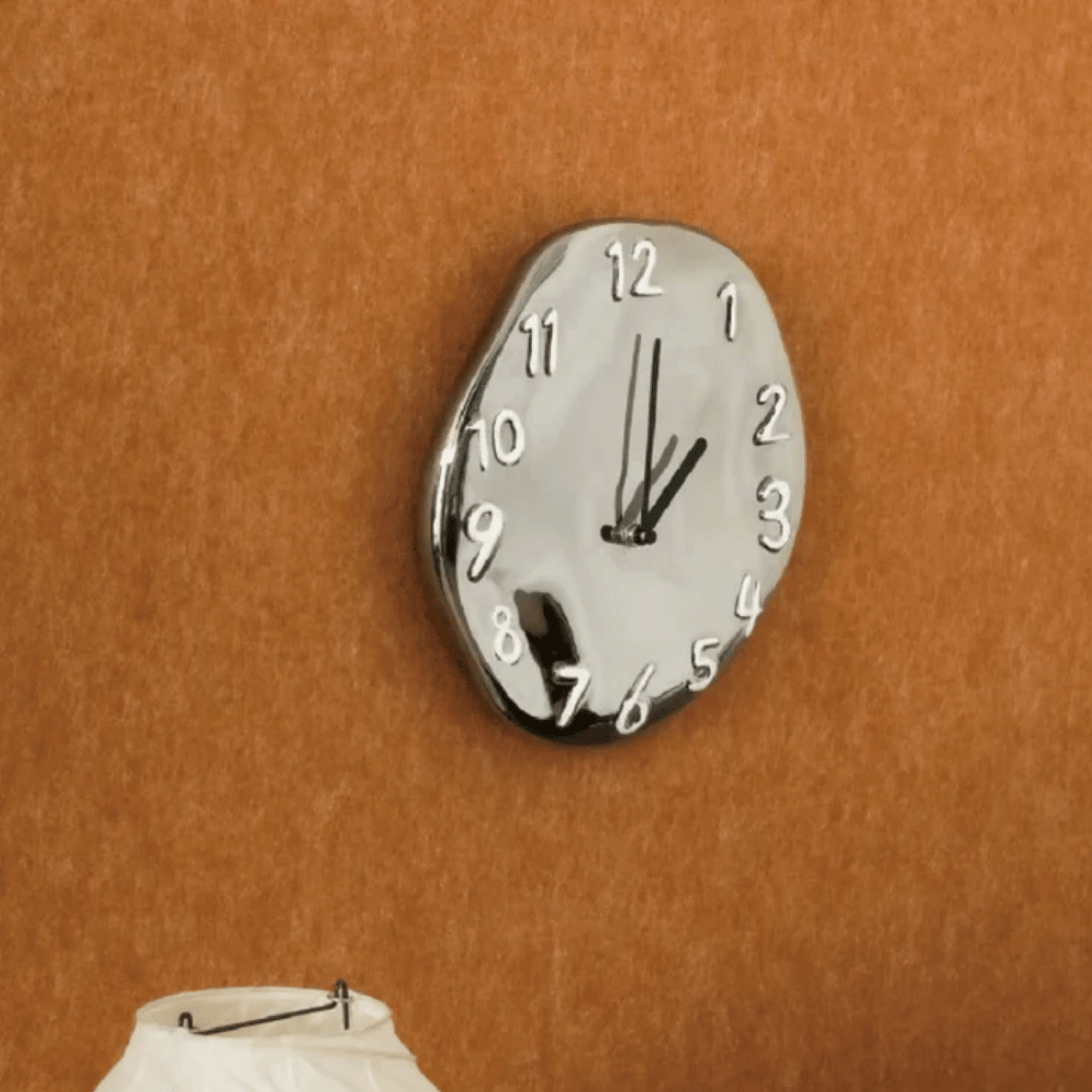 Glansa Ceramic Wall Clock with Chrome Finish, Clocks, Silent Quartz