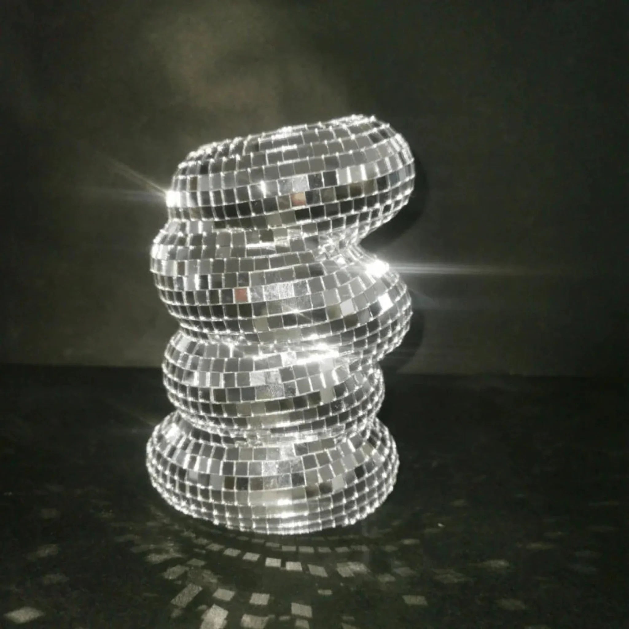 Silver Disco Ball Glass Vase for Modern Home Decor, Vases, Glansa Reflective Flower