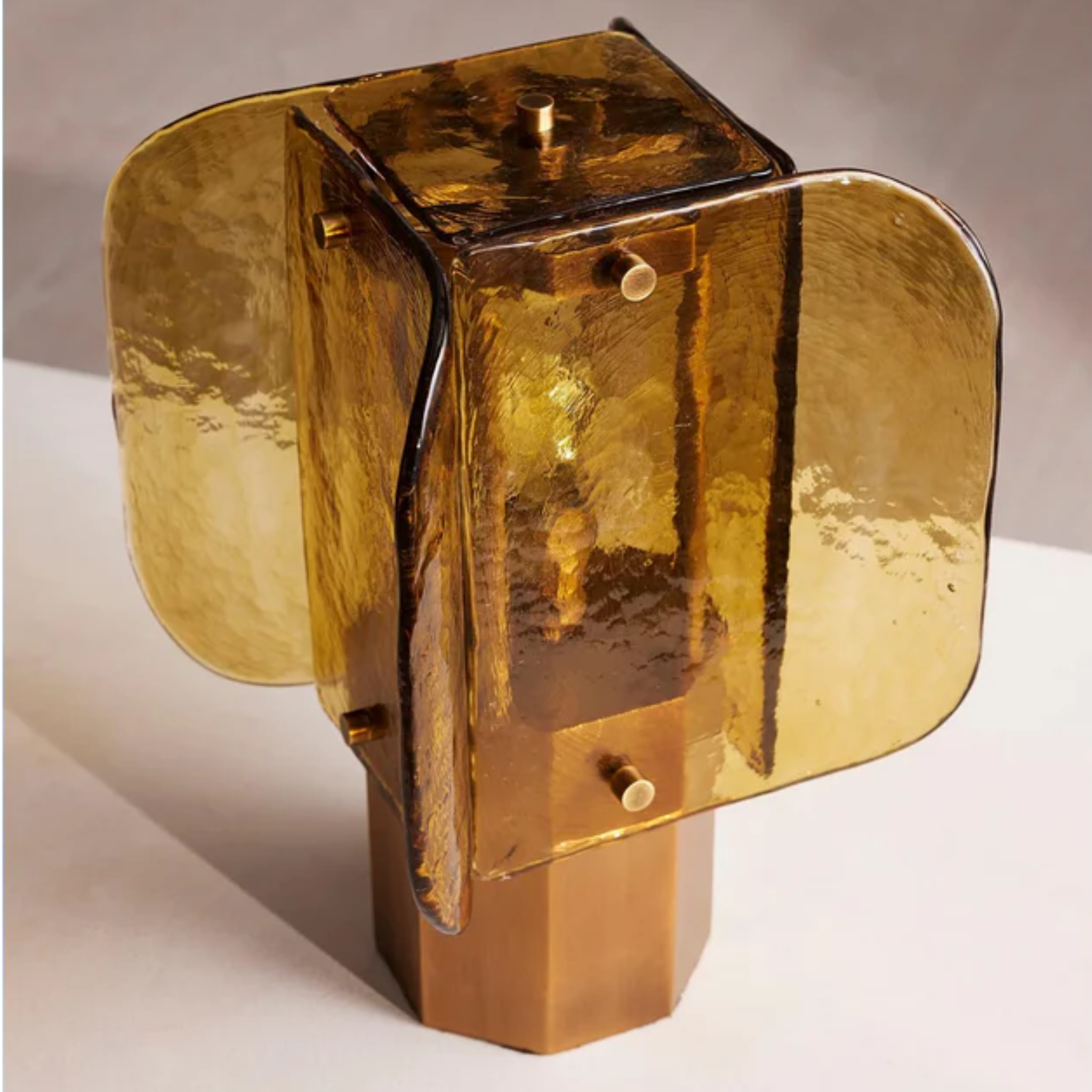 Gloda Amber Glass Table Lamp - Warm Vintage Light, Lamps, Antique Desk Glow