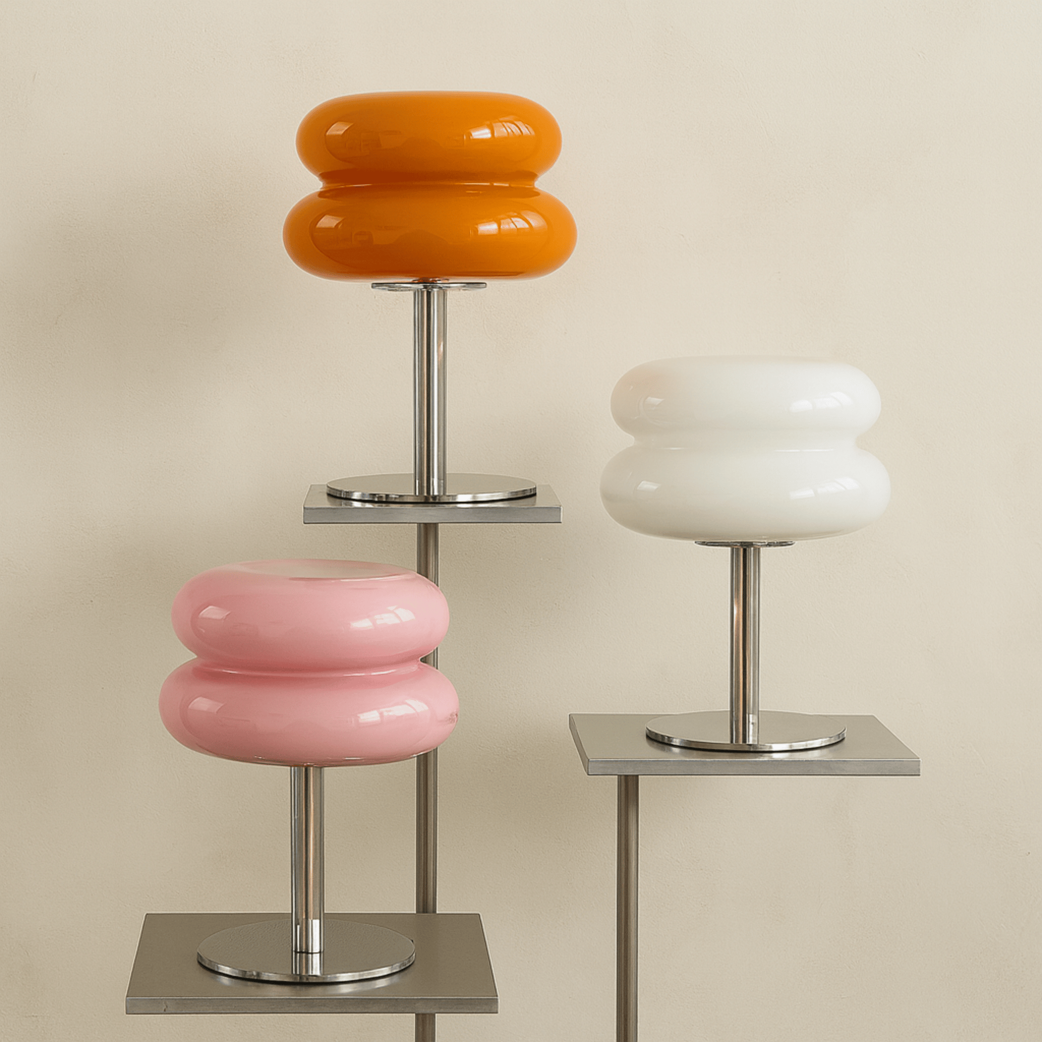 Colorful Stained Glass Table Lamp Tricolor Dimmer, Lamps, Gloda Macaron Bedside