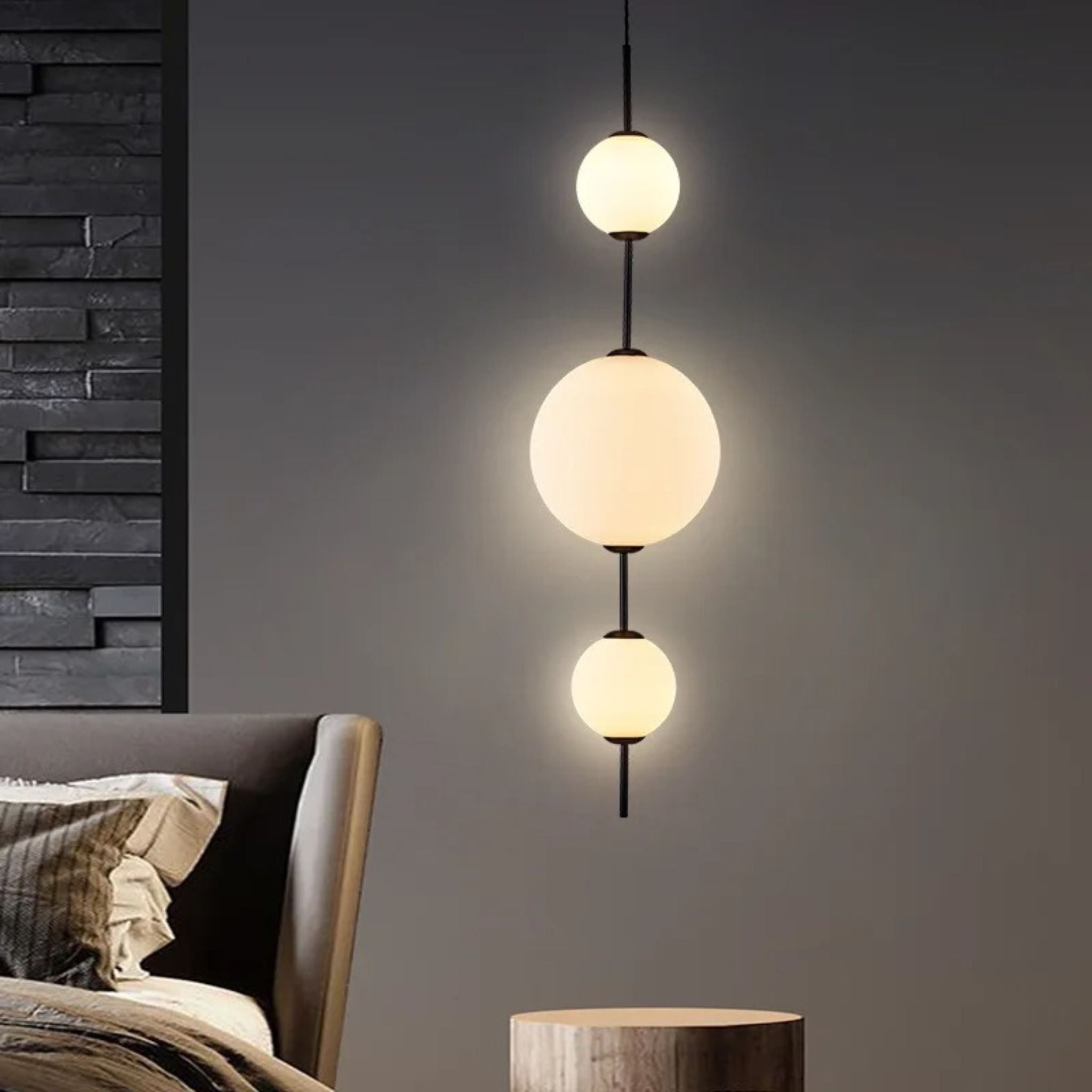 White Glass Ball Pendant Light — Nordic LED Design, Ceiling Fixtures, Gloda Modern