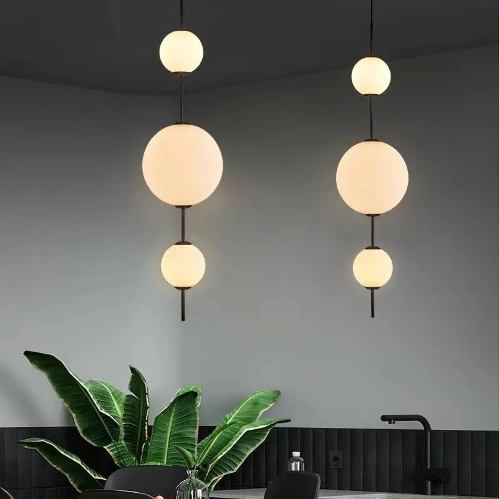 White Glass Ball Pendant Light — Nordic LED Design, Ceiling Fixtures, Gloda Modern