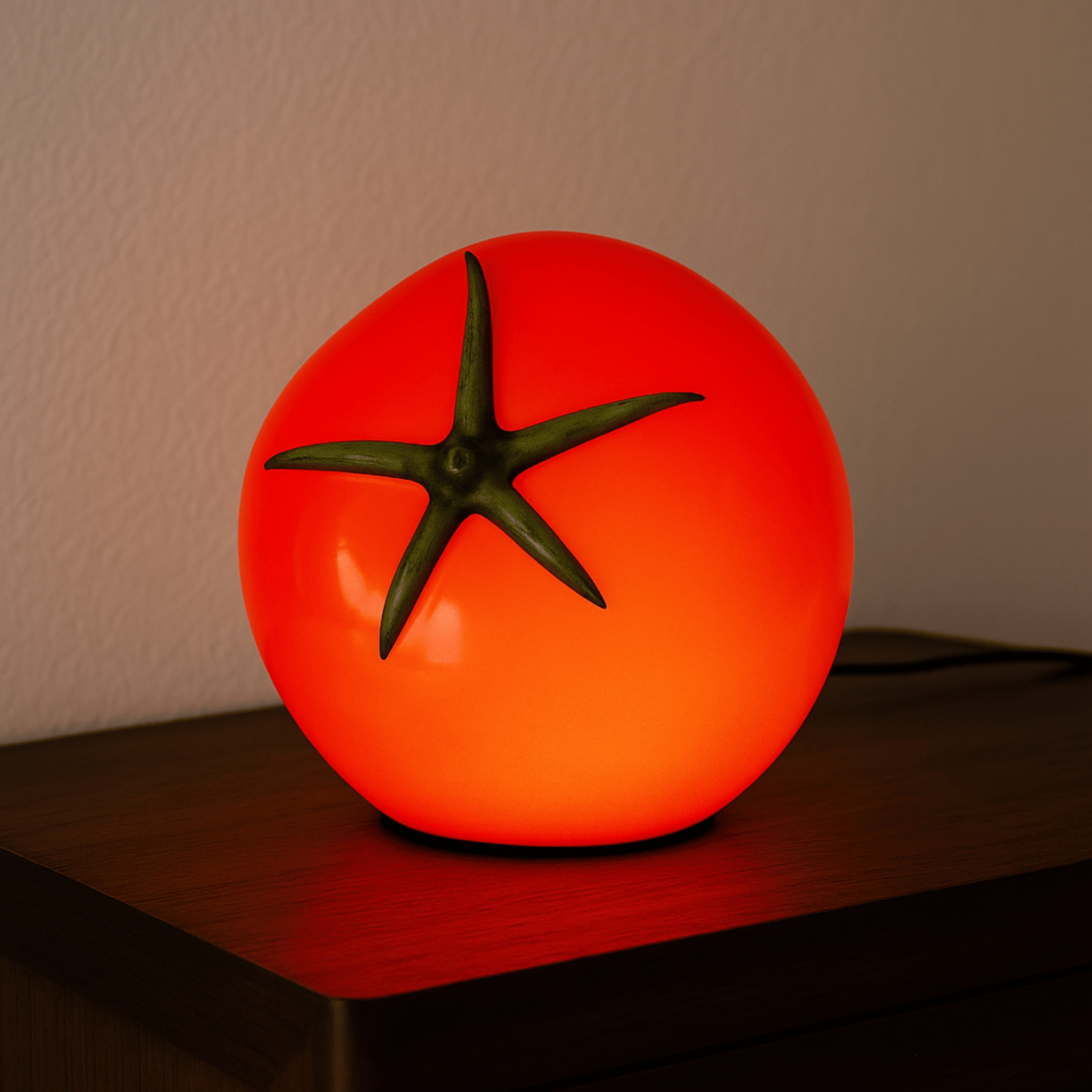 Gloda Red Resin Tomato Table Lamp Statement Decor, Medium, Lamps, Sculptural