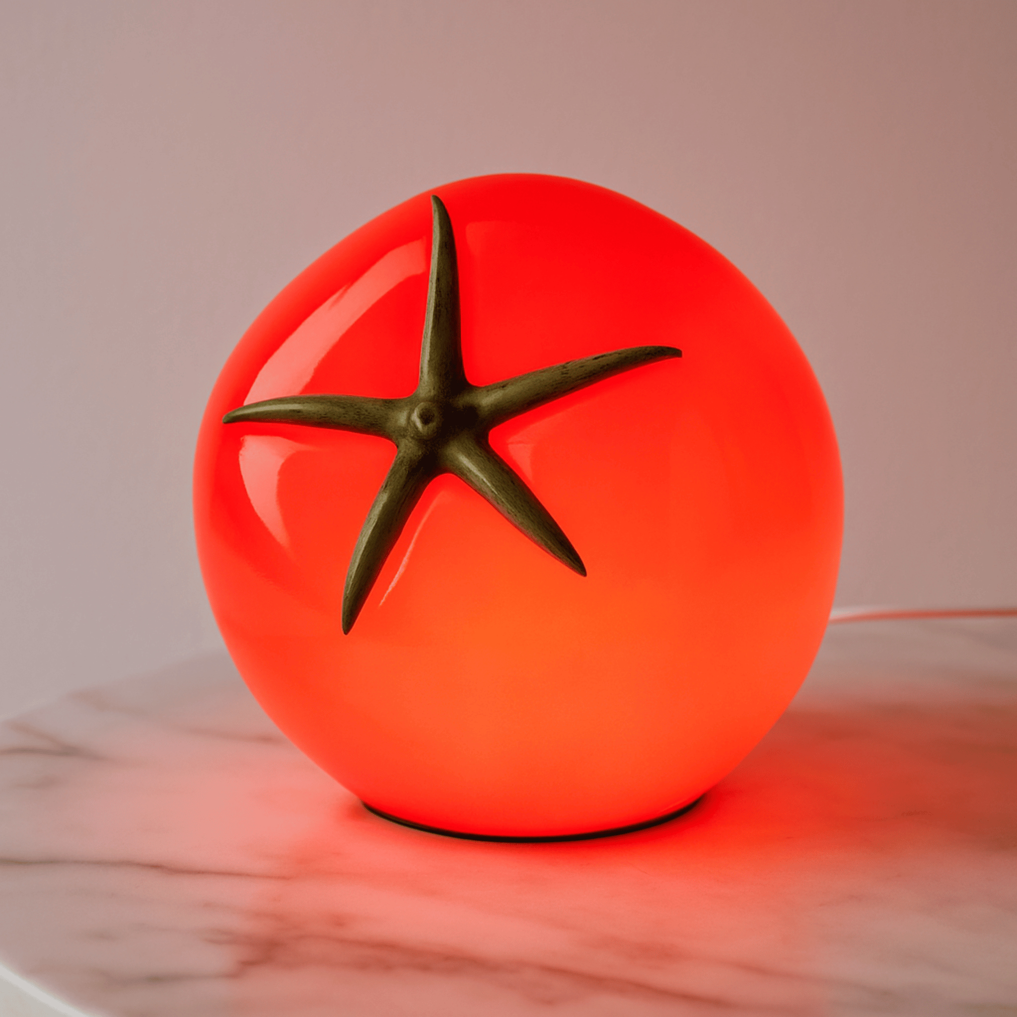 Gloda Red Resin Tomato Table Lamp Statement Decor, Small, Lamps, Sculptural