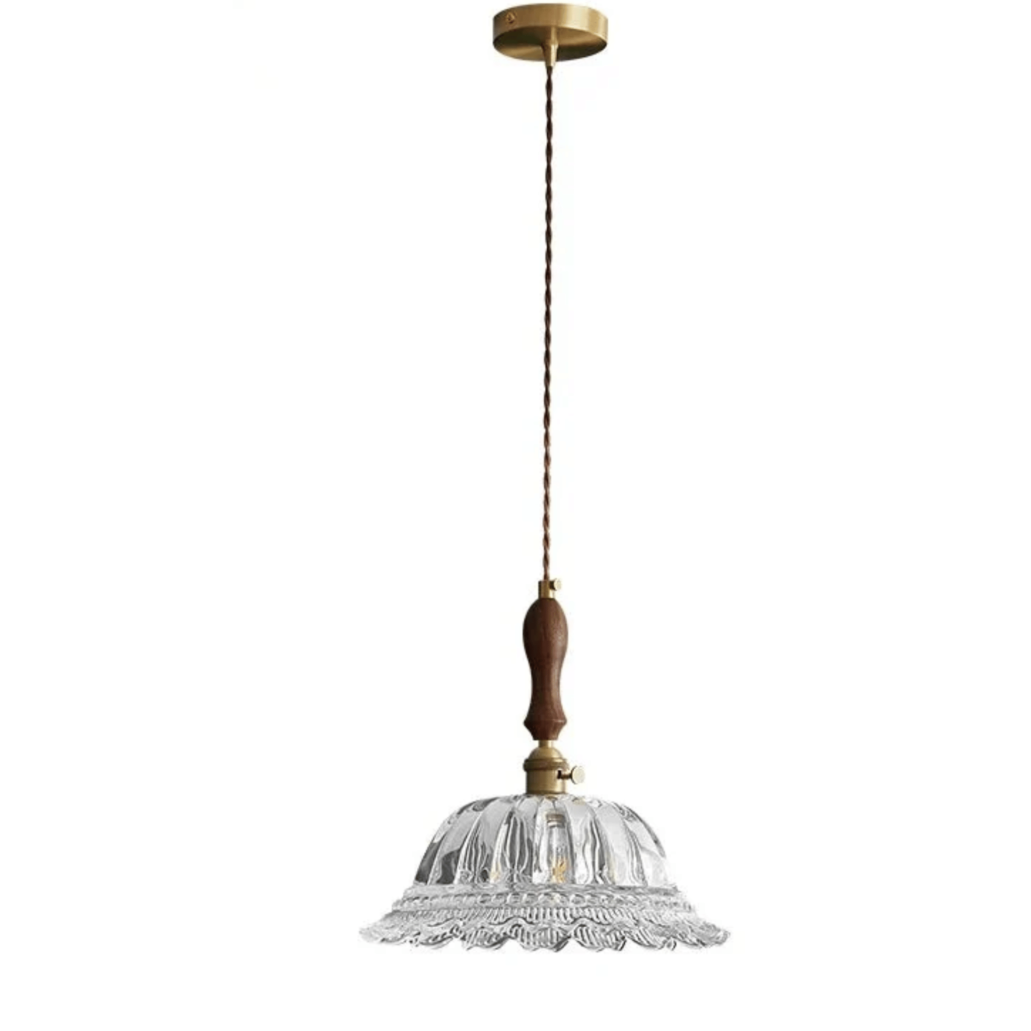 Gloda Brass Walnut Pendant Light for Dining Rooms, Ceiling Fixtures, French Style