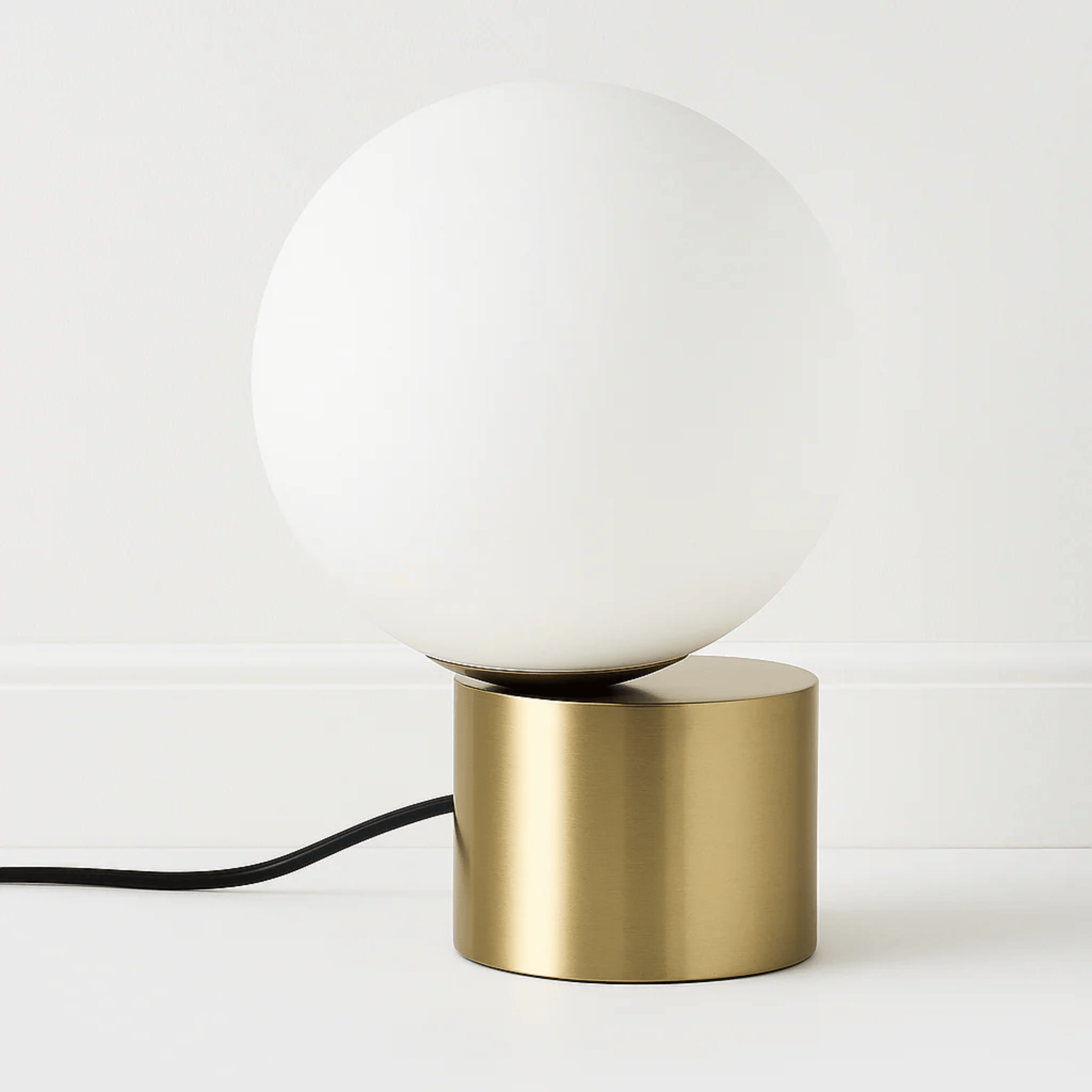 Glodra Brass Frosted Glass Ball Table Lamp — Nordic, Lamps