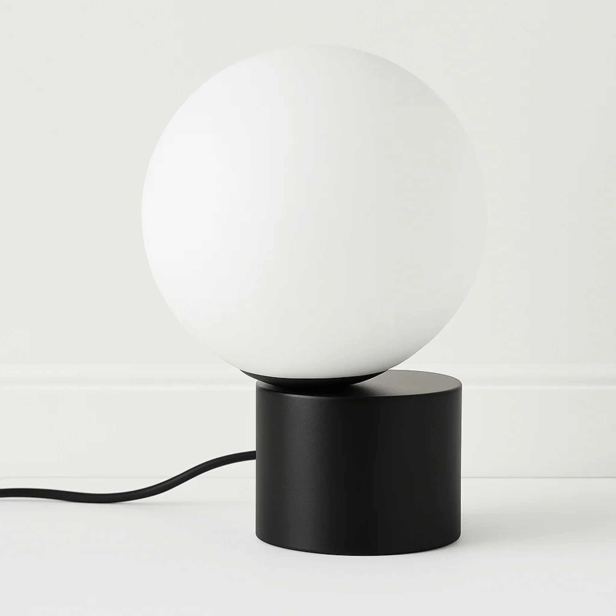Glodra Brass Frosted Glass Ball Table Lamp — Nordic, Black, Lamps