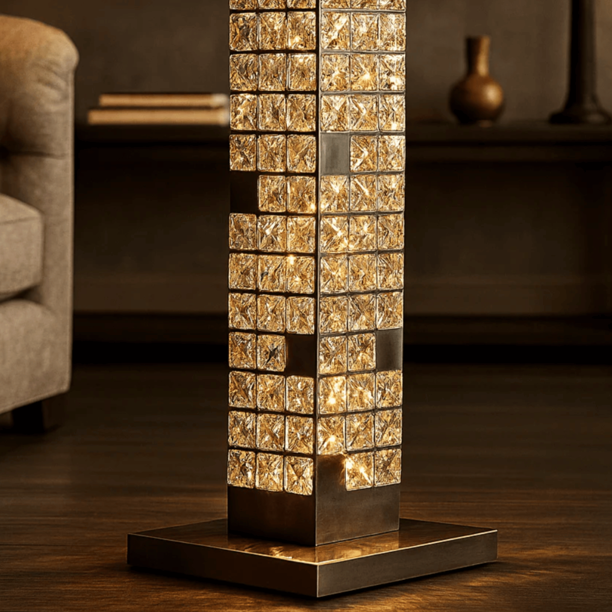Glodra Crystal LED Tower Floor Lamp Living Room, Lamps, with Light