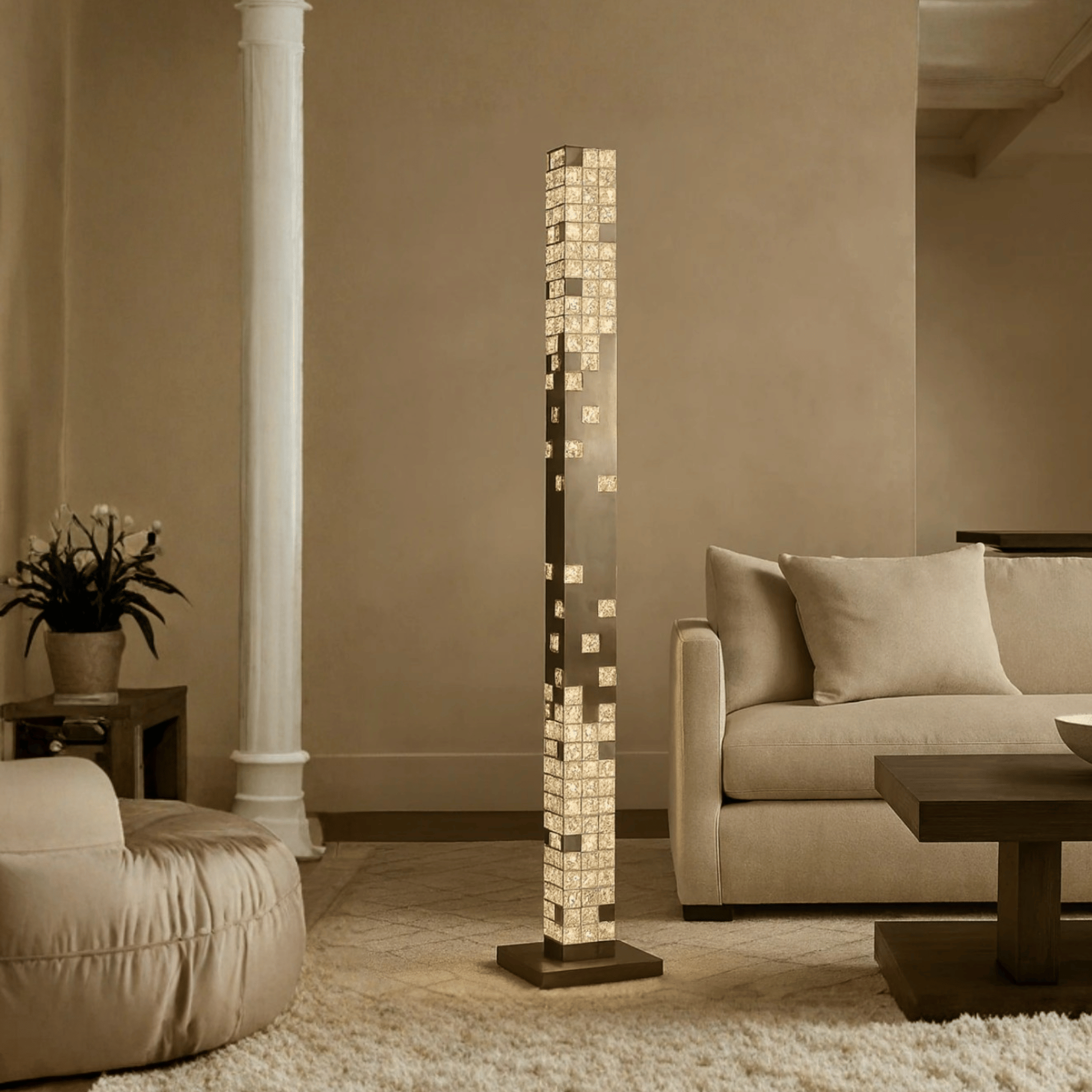 Glodra Crystal LED Tower Floor Lamp Living Room, Lamps, with Light